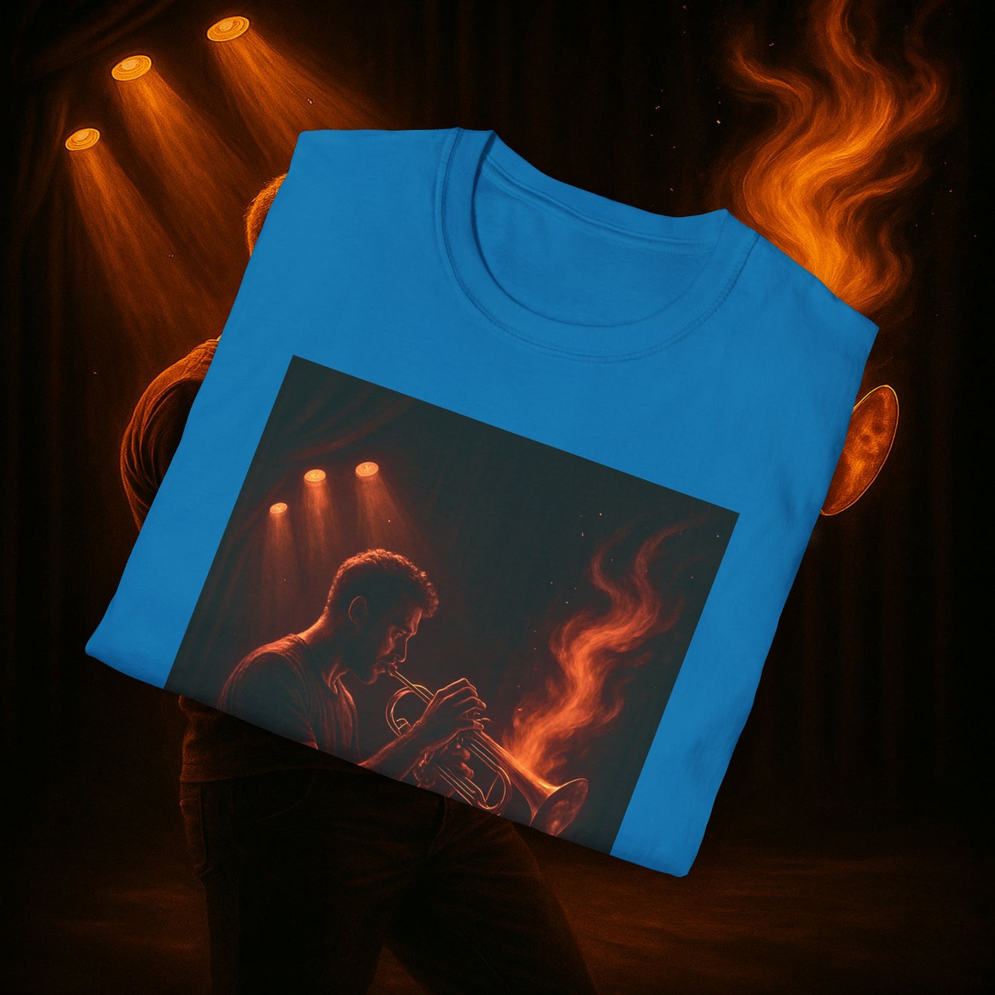 "Camiseta trompeta 🎺🔥Donde hay fuego, hay música.”