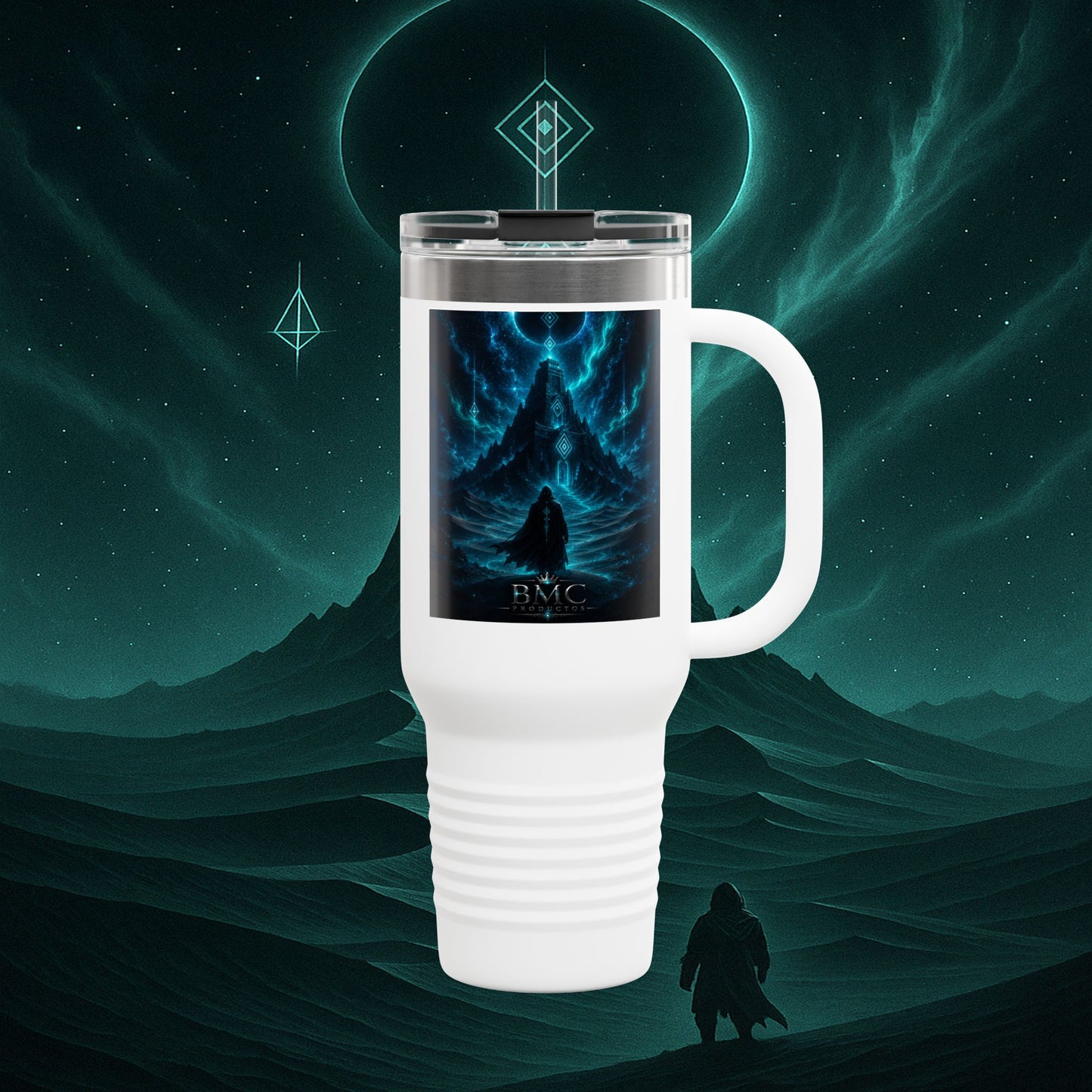 "Taza de viaje aislada🪐Templo del Cosmos"
