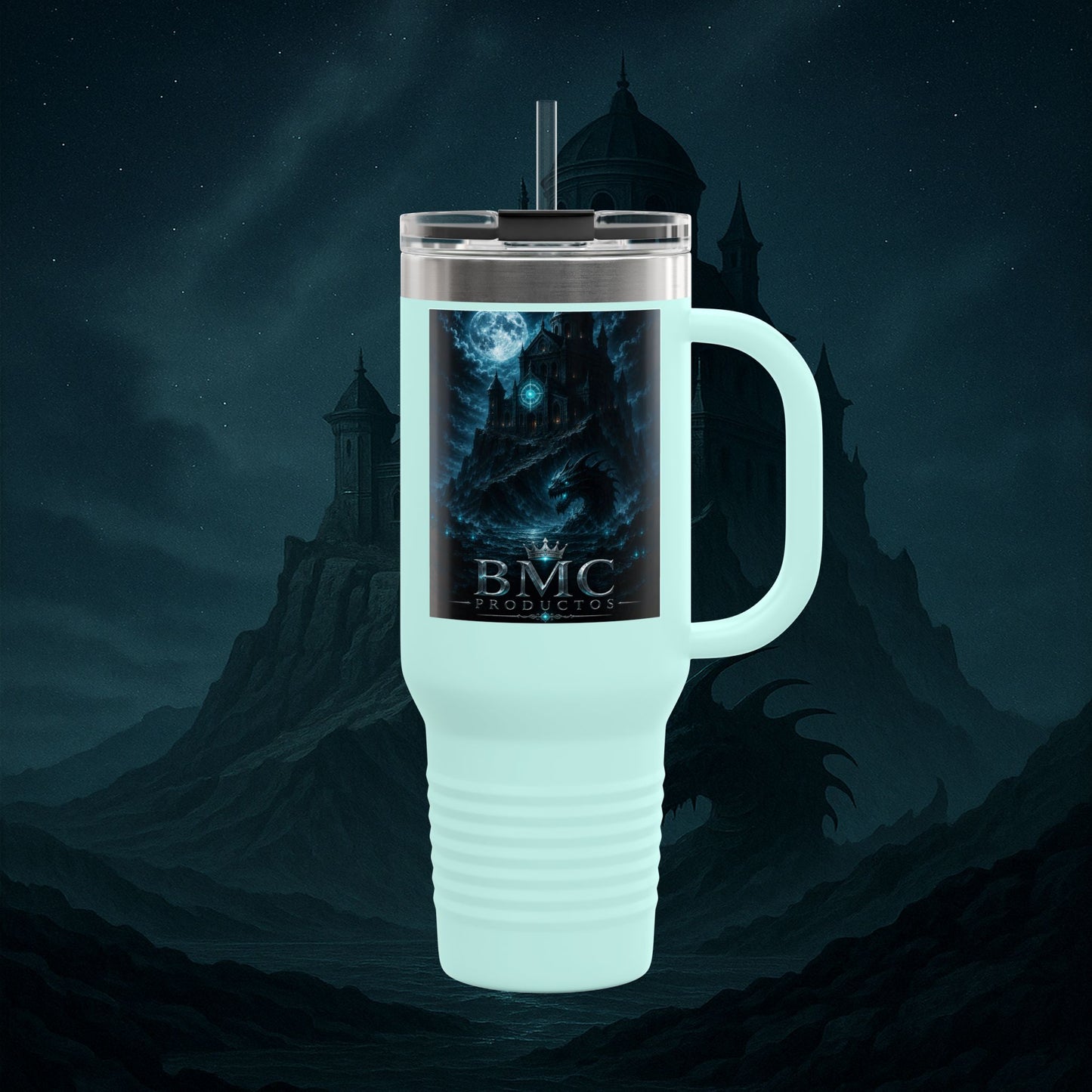 "Taza de viaje aislada 🏛️Fortaleza del Olvido"