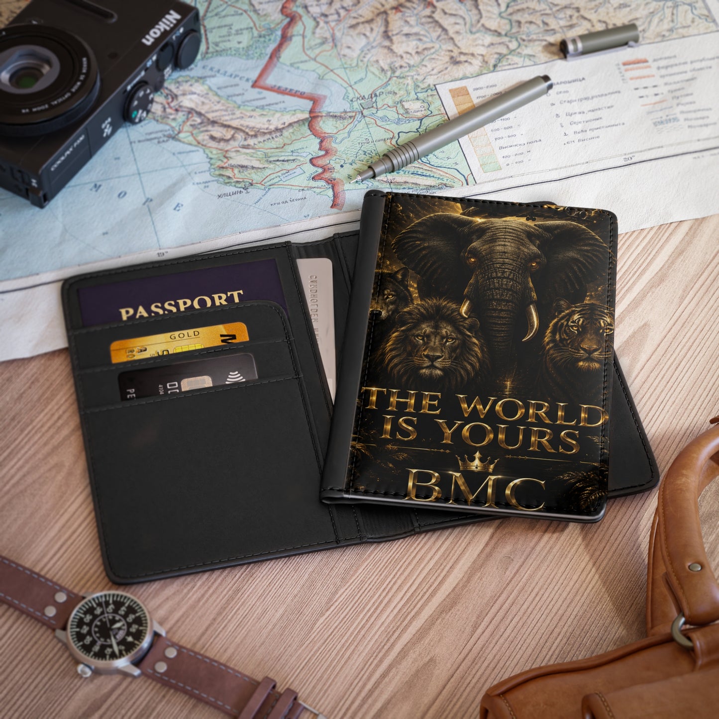 🌍✨ "Funda de pasaporte El mundo es tuyo"  🐘🦁✈️