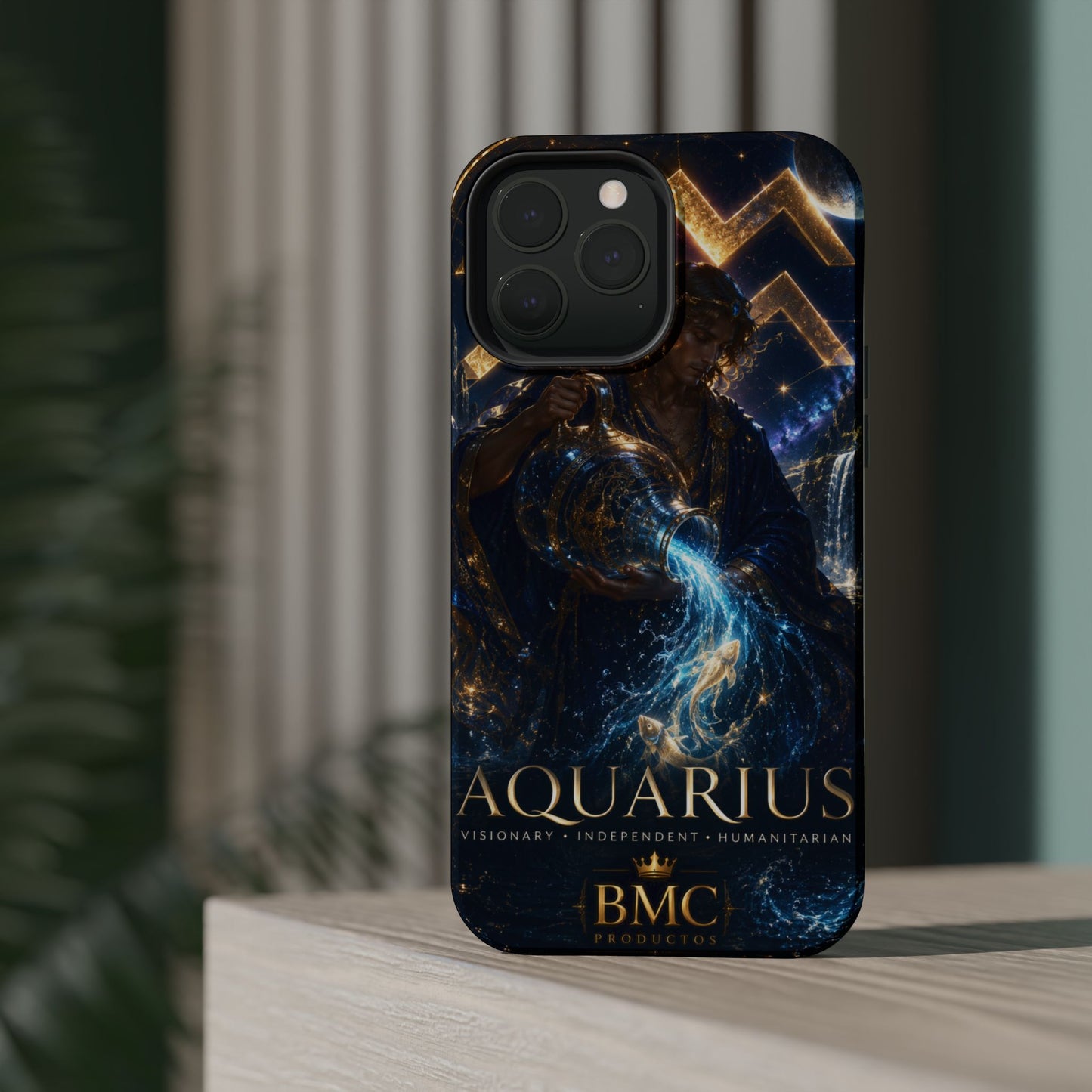"Funda Magnética Reforzada♒ ACUARIO – El Visionario del Cielo y el Agua"