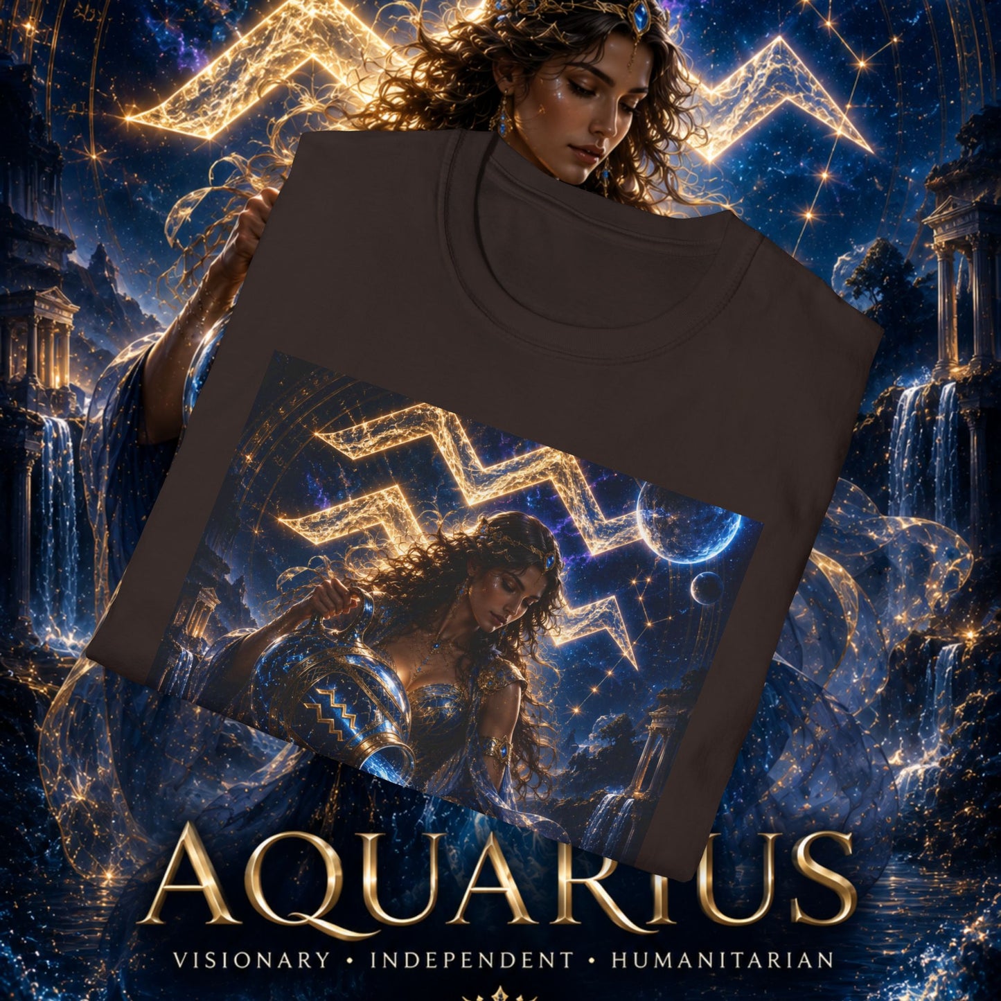 "Camiseta ♒ ACUARIO M– La Visionaria del Cielo y el Agua"