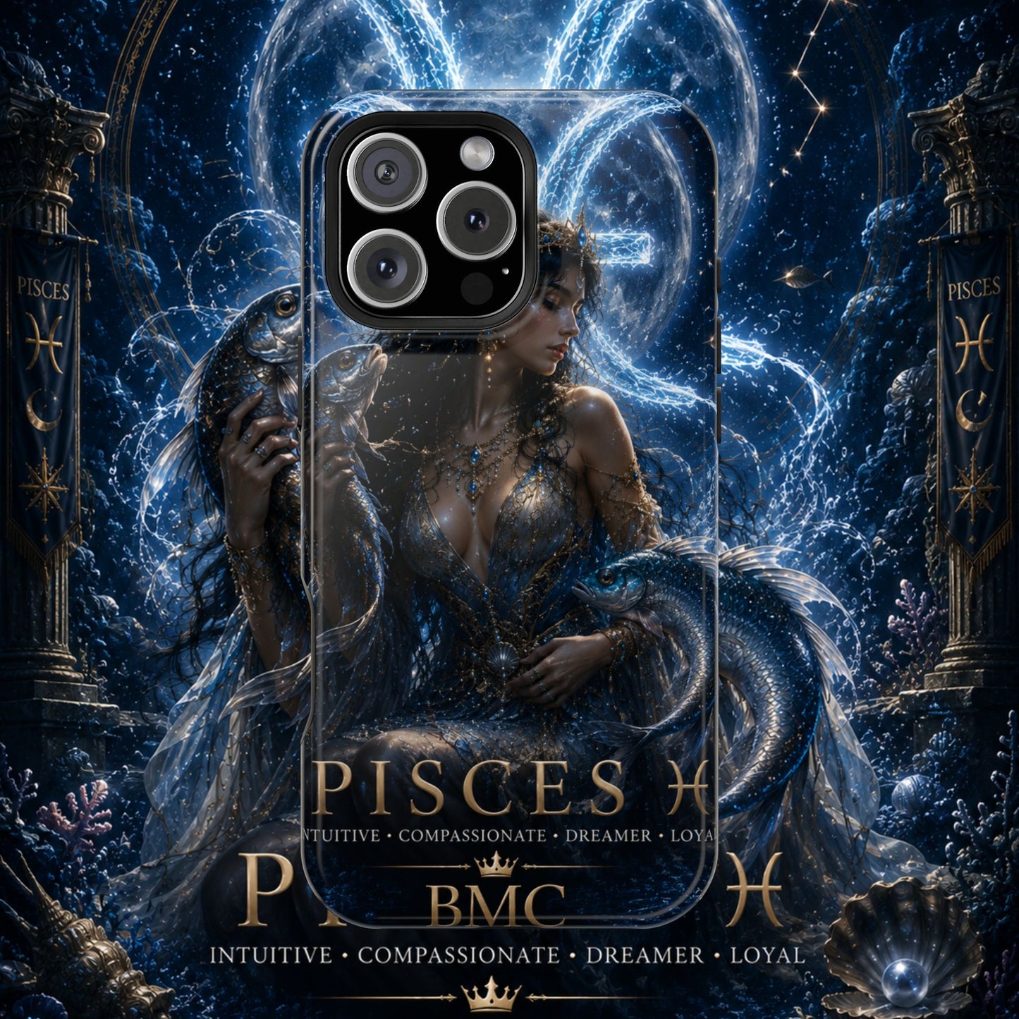 "Funda Magnética Reforzada Piscis M— La Guardiana de las Profundidades"