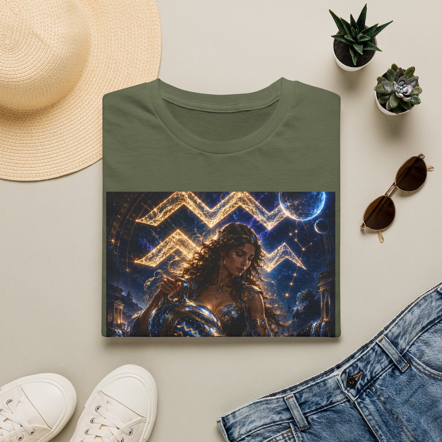 "Camiseta ♒ ACUARIO M– La Visionaria del Cielo y el Agua"