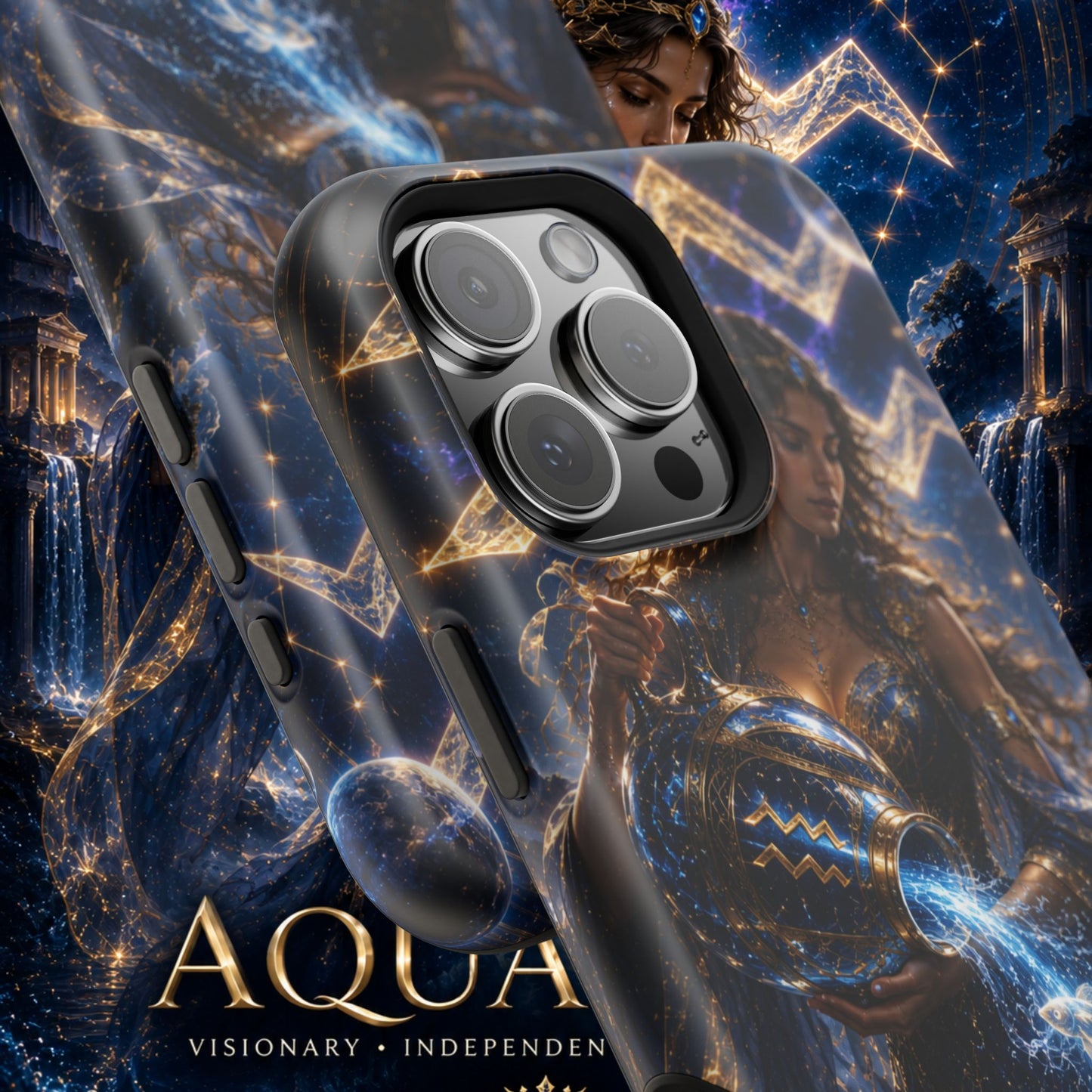 "Funda Magnética Reforzada♒ ACUARIO M– La Visionaria del Cielo y el Agua"