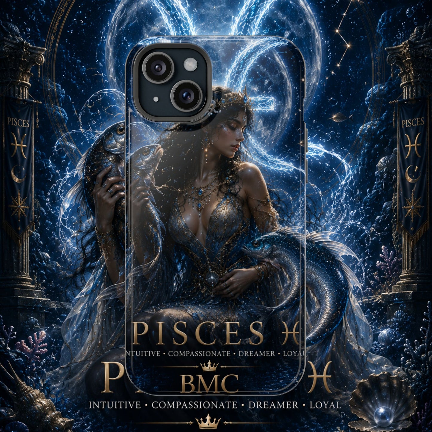 "Funda Magnética Reforzada Piscis M— La Guardiana de las Profundidades"