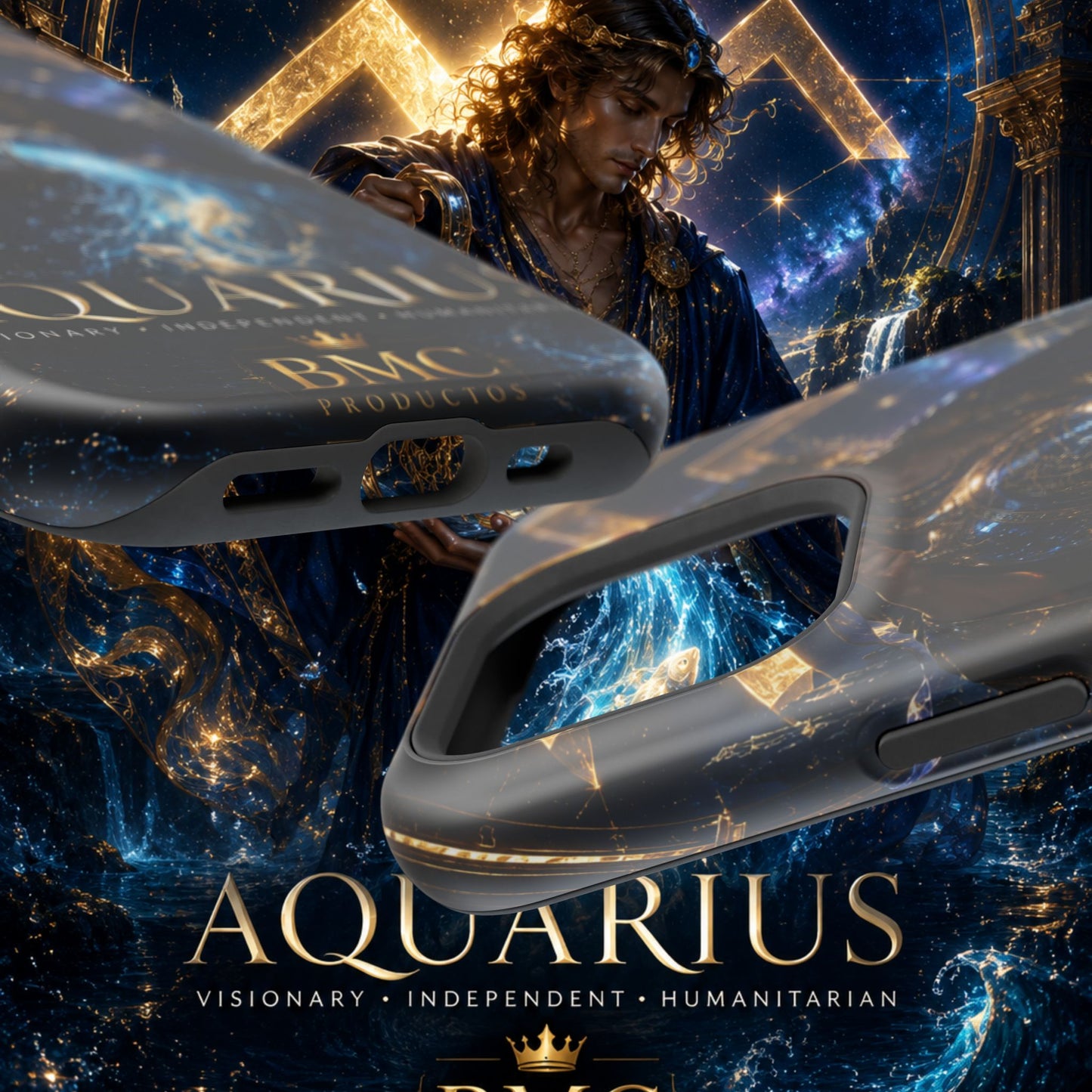 "Funda Magnética Reforzada♒ ACUARIO – El Visionario del Cielo y el Agua"