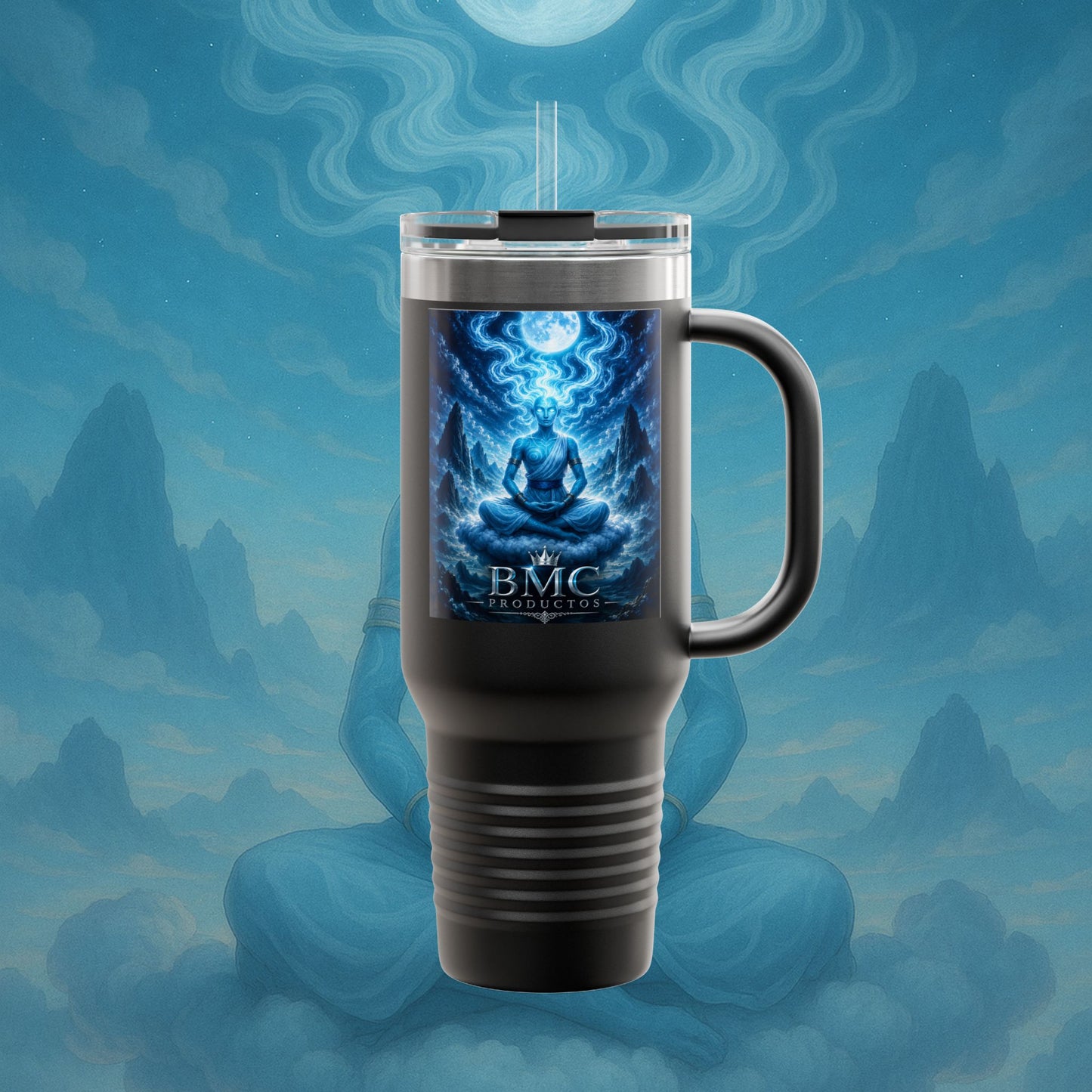 "Taza de viaje aislada Zephala,💨- la Voz del Viento Eterno"