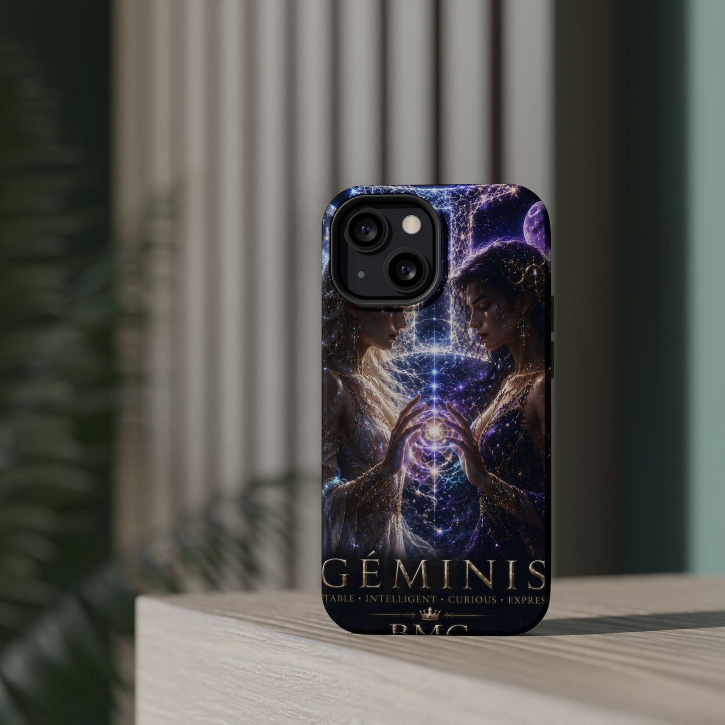 "Funda Magnética Reforzada♊ Géminis M— Reflejo del alma dividida"