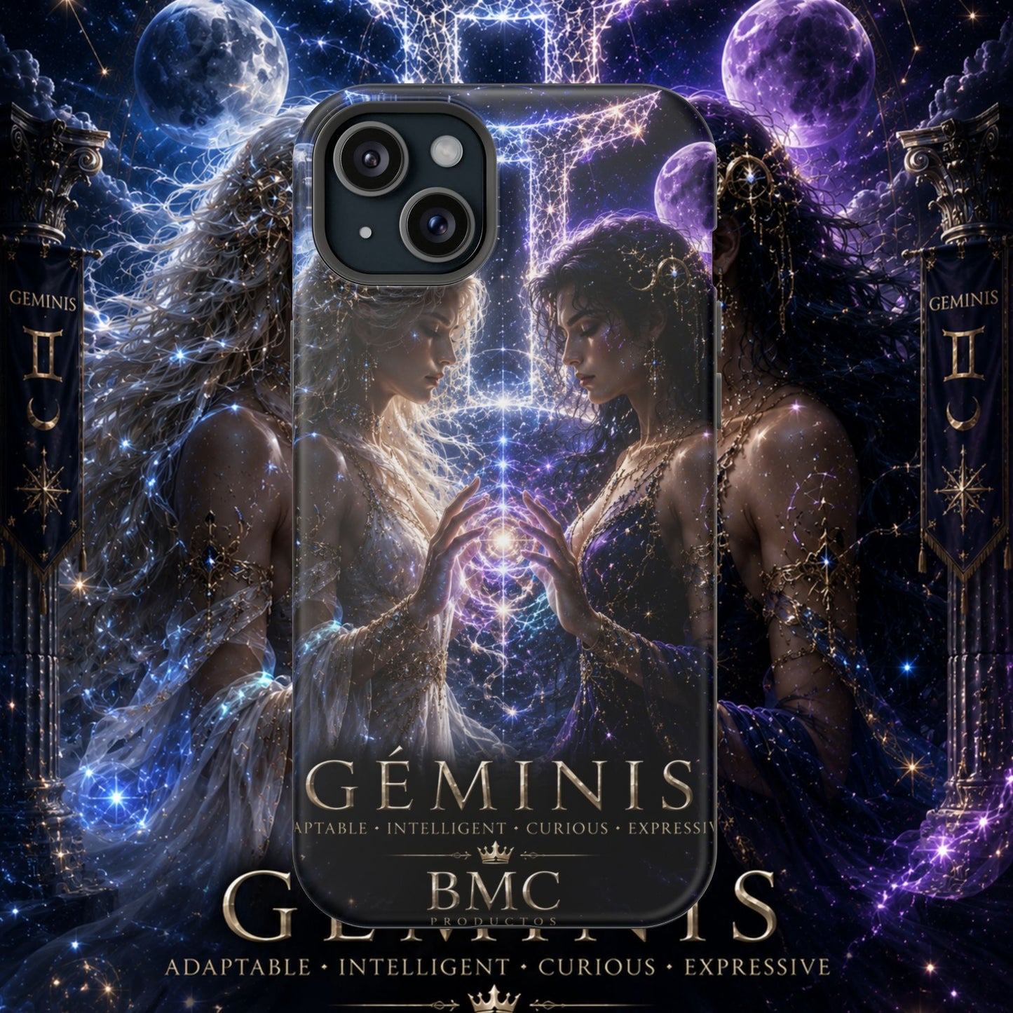 "Funda Magnética Reforzada♊ Géminis M— Reflejo del alma dividida"