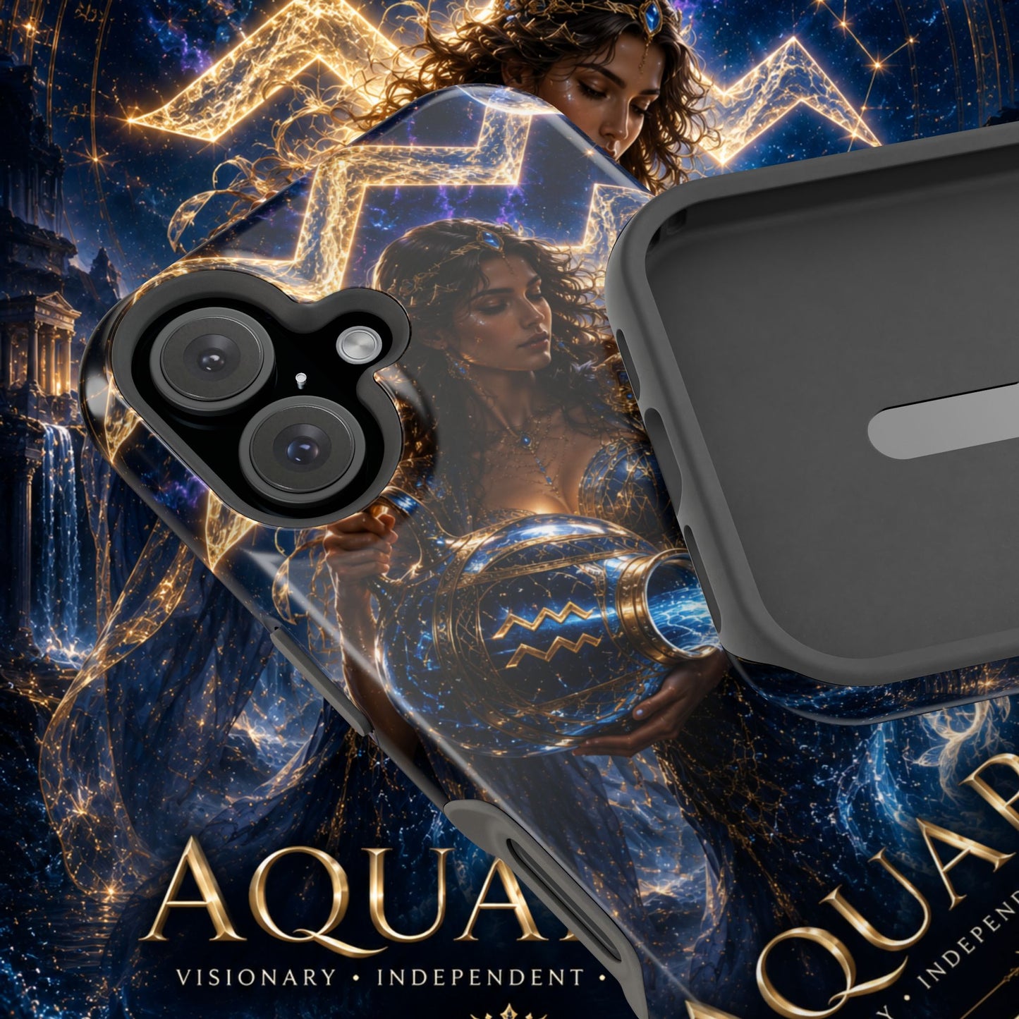 "Funda Magnética Reforzada♒ ACUARIO M– La Visionaria del Cielo y el Agua"