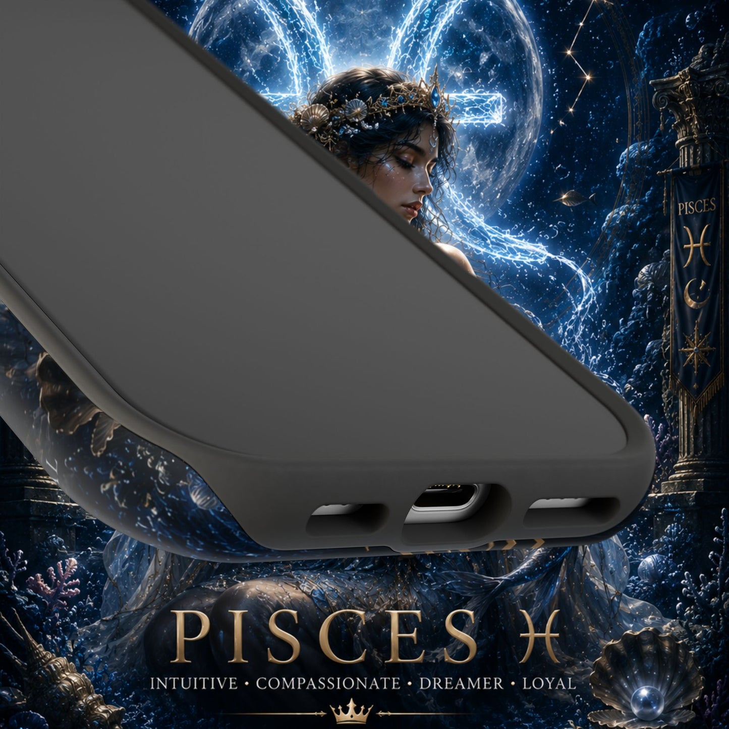 "Funda Magnética Reforzada Piscis M— La Guardiana de las Profundidades"