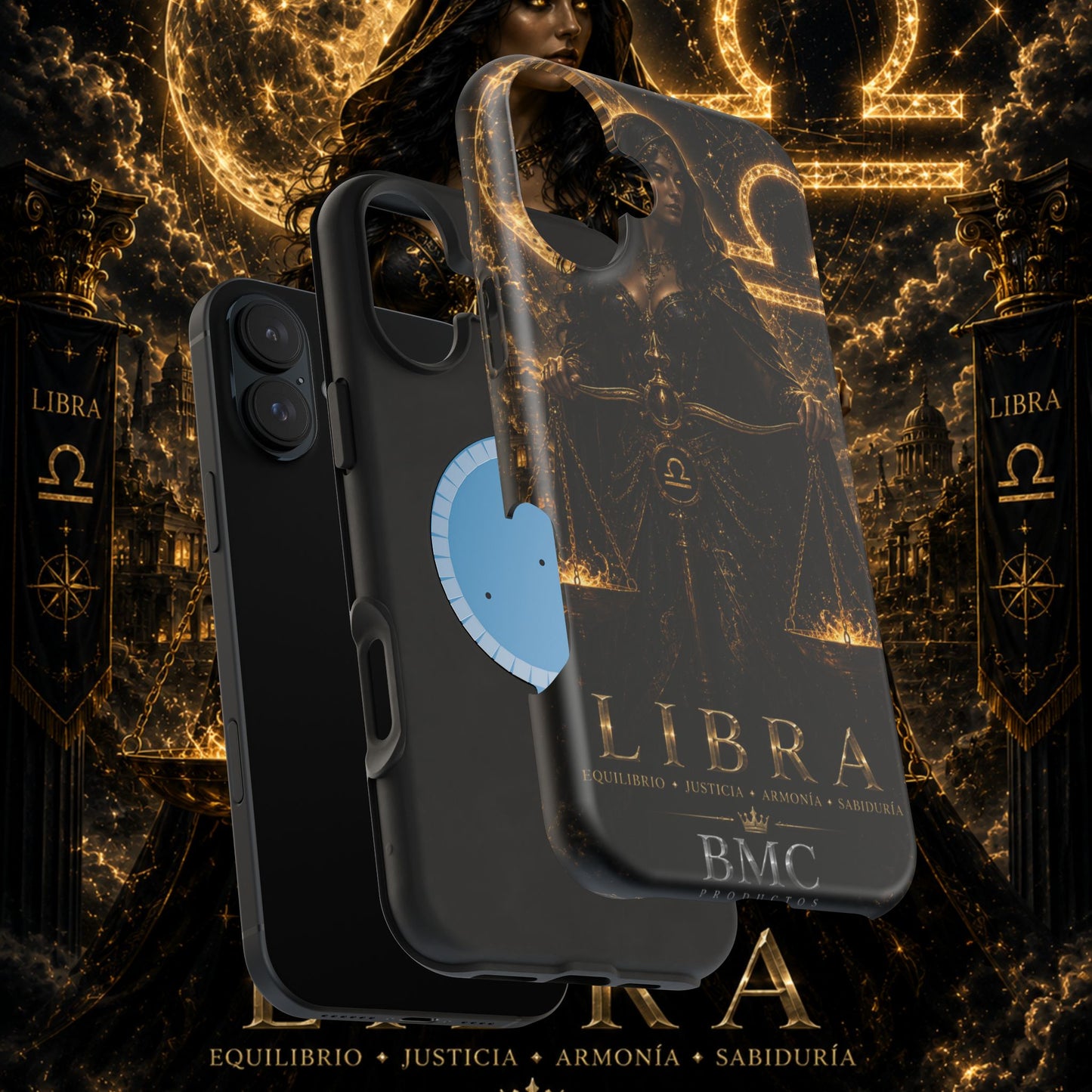 "Funda Magnética Reforzada libra– La Guardiana del Equilibrio"