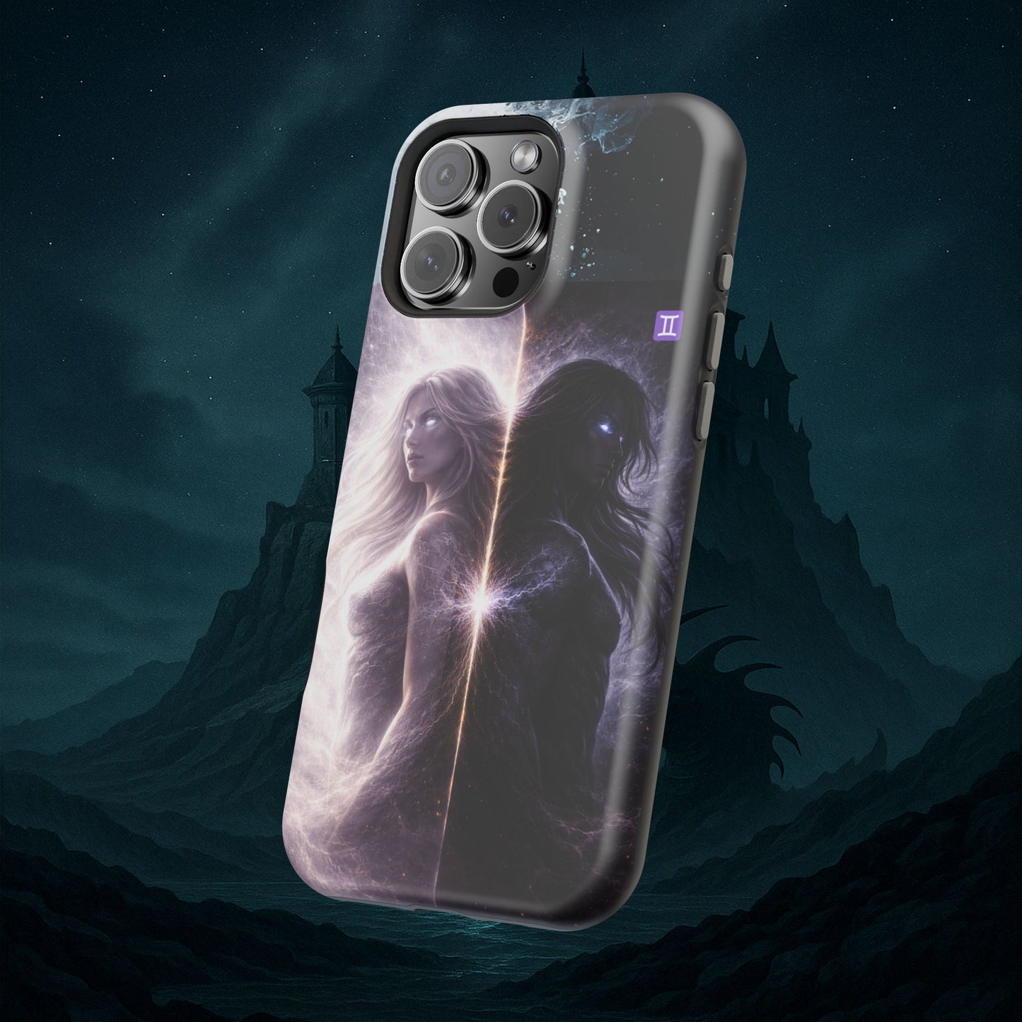 "Funda Magnética Reforzada♊ Géminis — Reflejo del alma dividida"