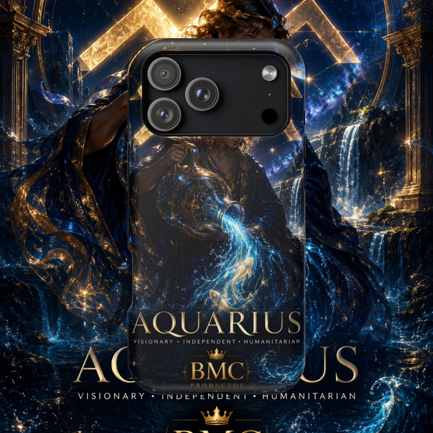"Funda Magnética Reforzada♒ ACUARIO – El Visionario del Cielo y el Agua"