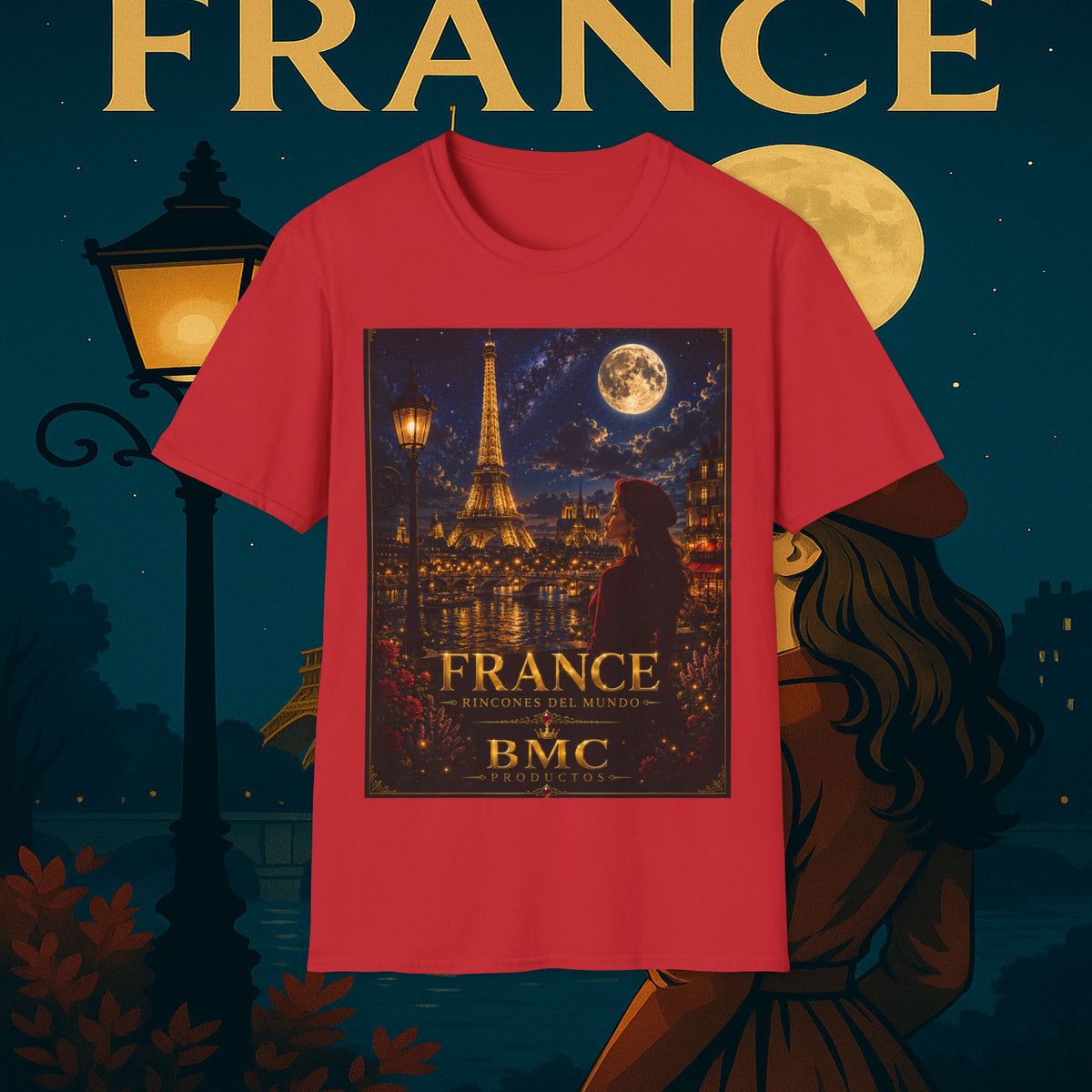 "Camiseta Francia: Romance bajo la Luna 🌙🗼✨"