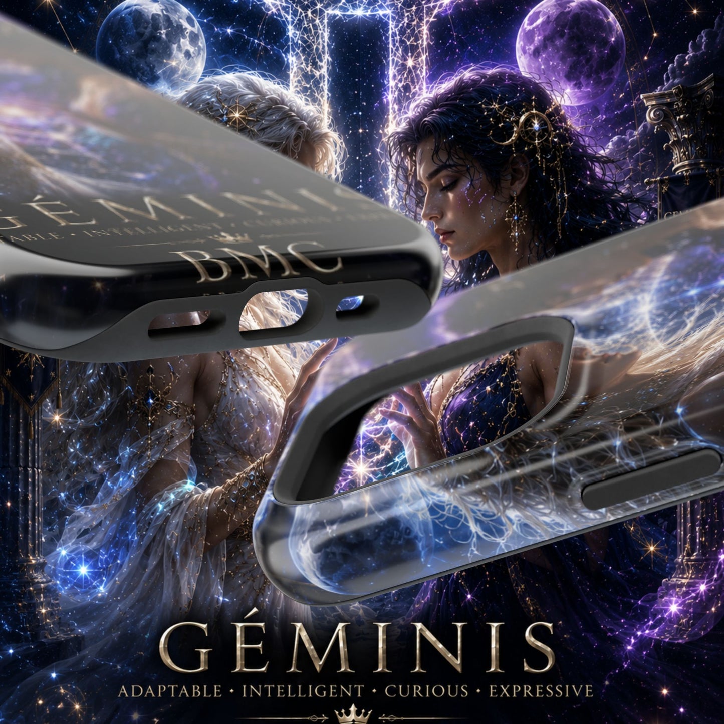 "Funda Magnética Reforzada♊ Géminis M— Reflejo del alma dividida"