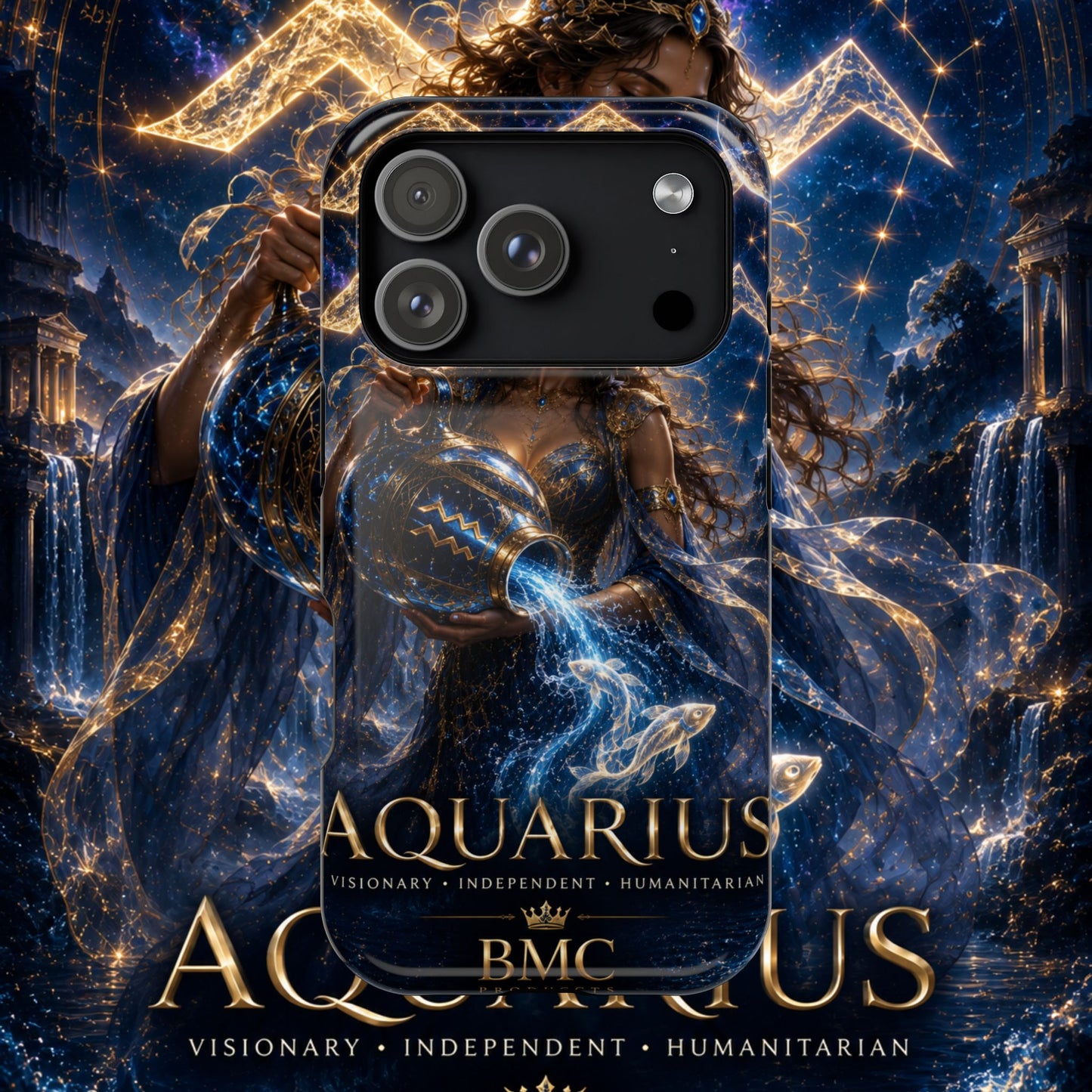 "Funda Magnética Reforzada♒ ACUARIO M– La Visionaria del Cielo y el Agua"