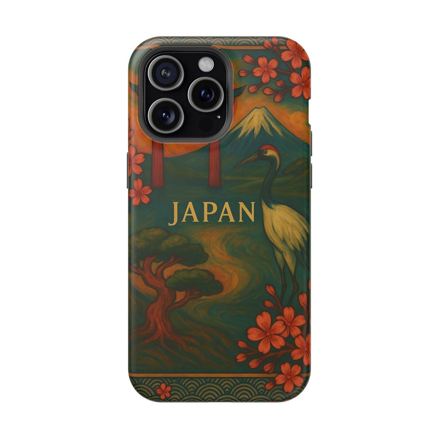 "Funda Magnética Reforzada Japón: Tradición entre Cerezos y Montañas 🌸⛩️🗻"