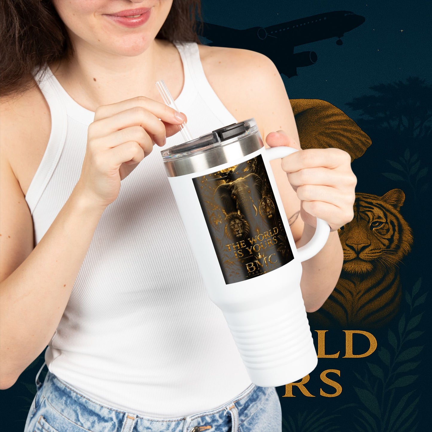 "Taza de viaje aislada El mundo es tuyo"🌍✨