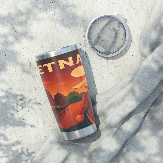 "Vaso Térmico Vagabond 20oz Vietnam: Tradición, Naturaleza y Leyendas Ancestrales 🎋🏯🐉"