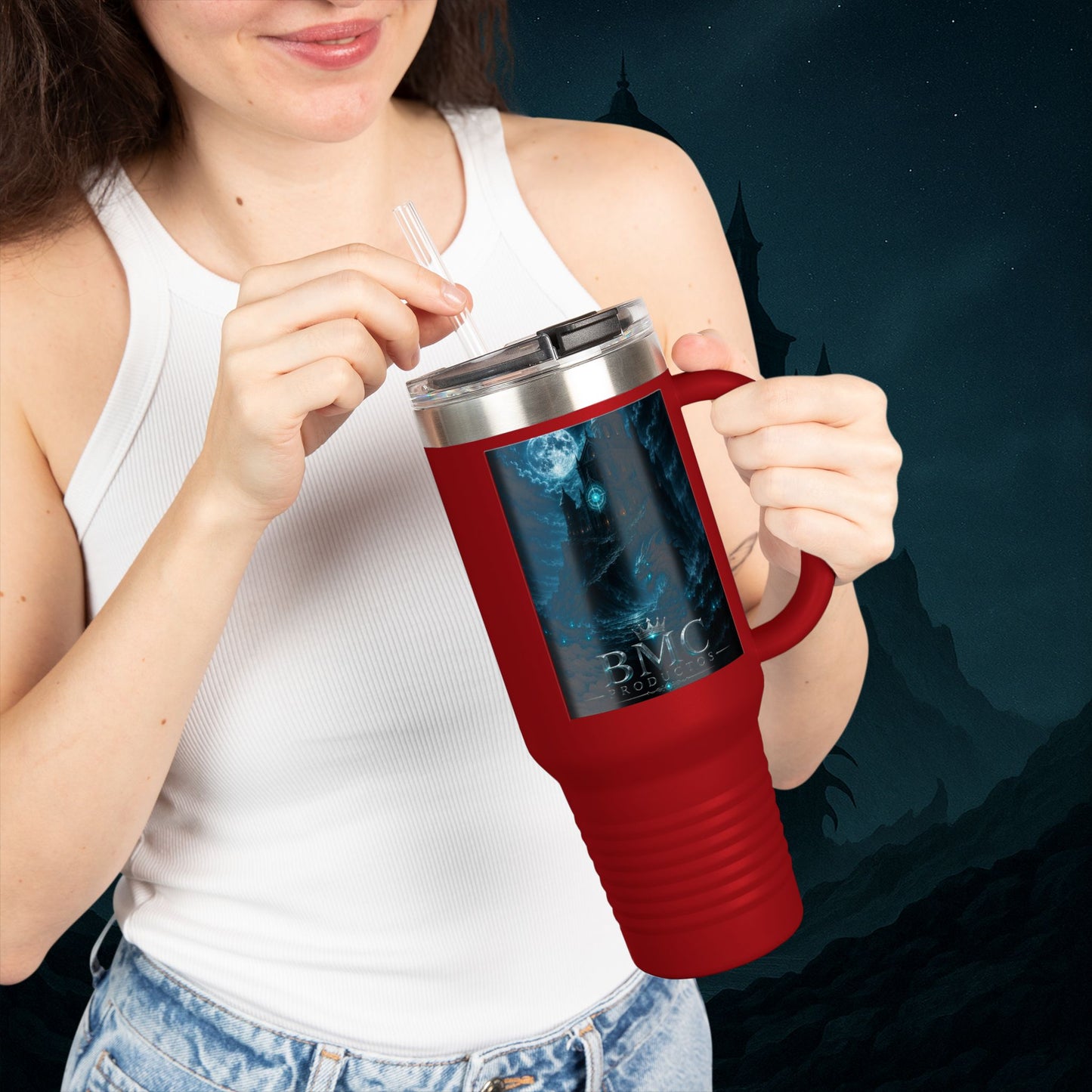 "Taza de viaje aislada 🏛️Fortaleza del Olvido"