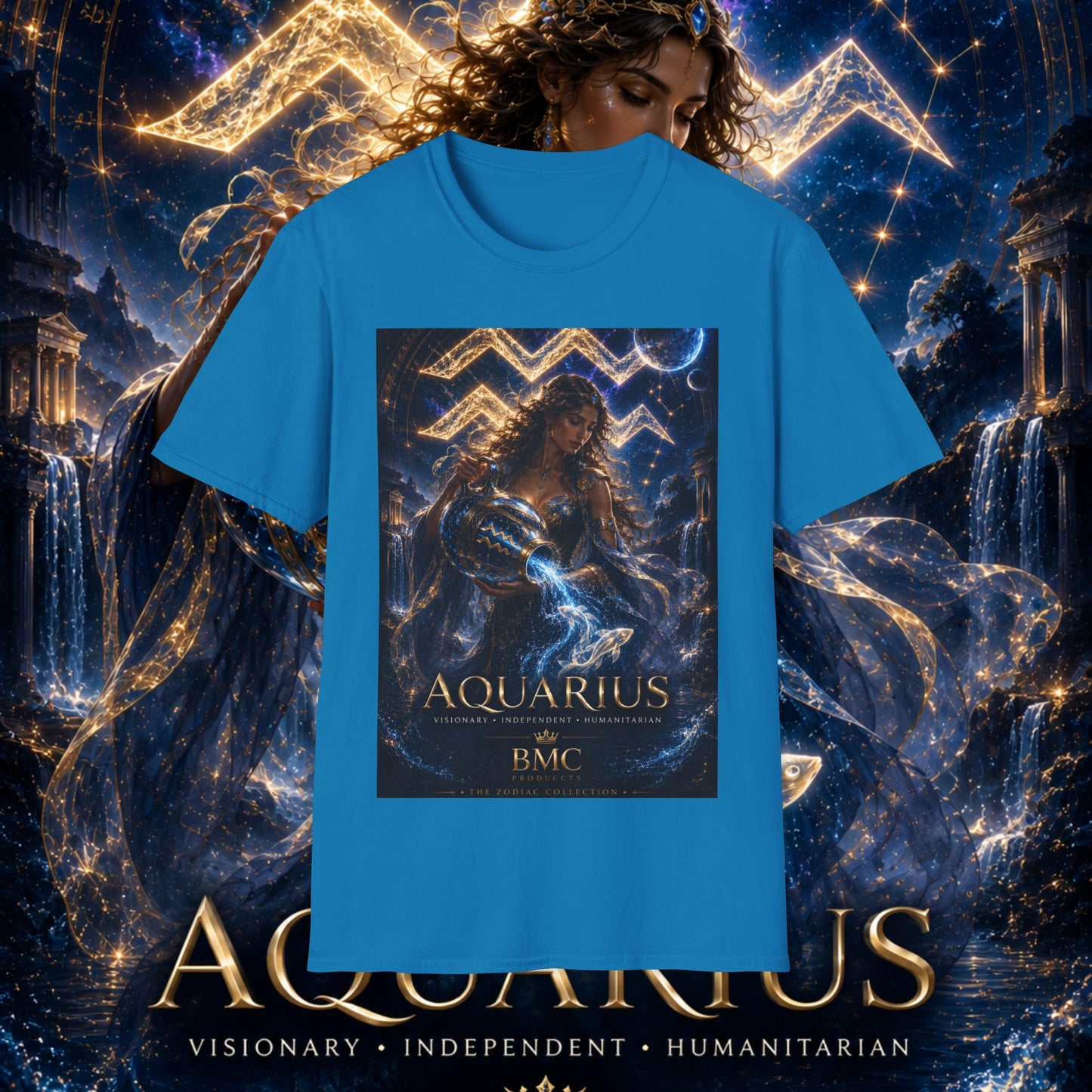 "Camiseta ♒ ACUARIO M– La Visionaria del Cielo y el Agua"