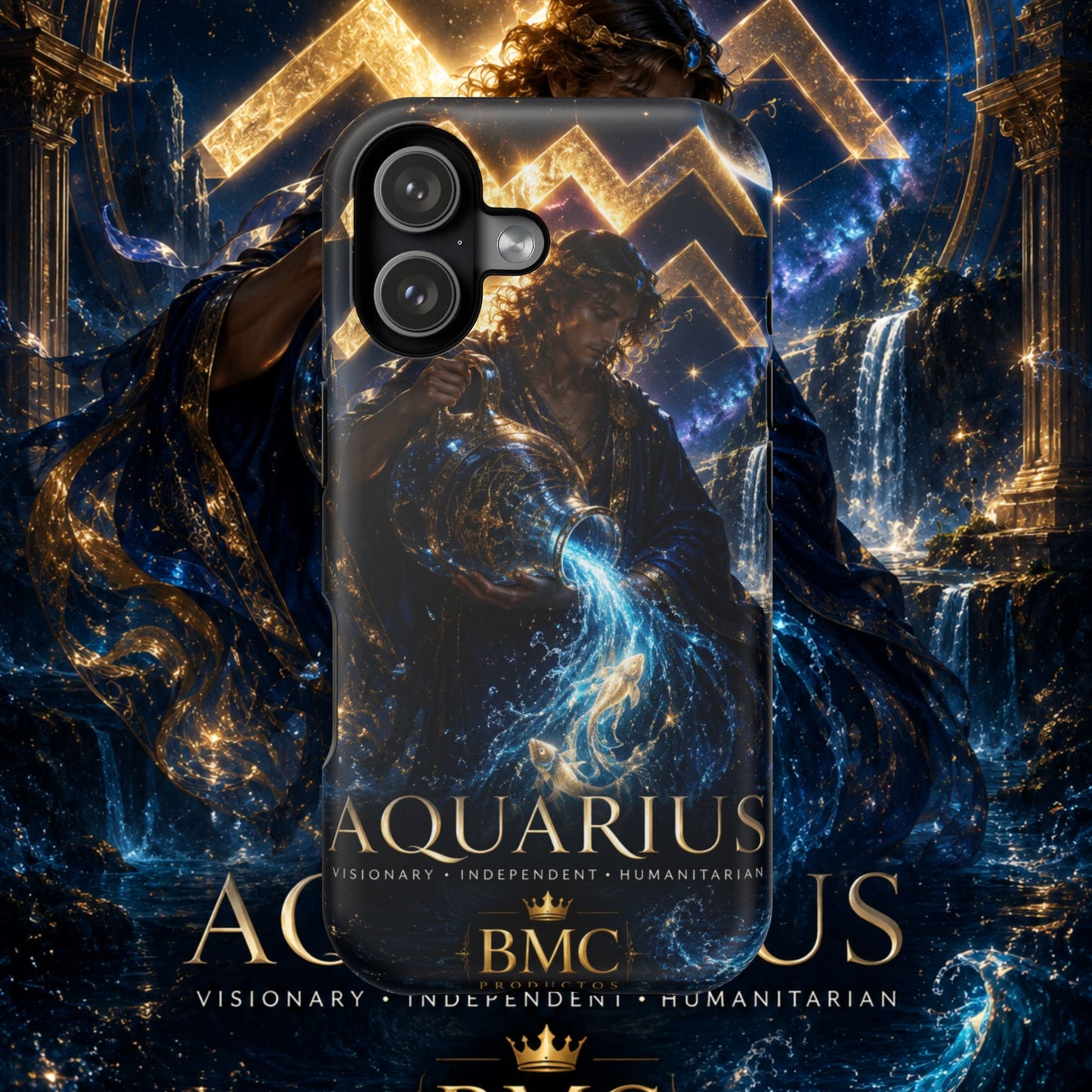 "Funda Magnética Reforzada♒ ACUARIO – El Visionario del Cielo y el Agua"