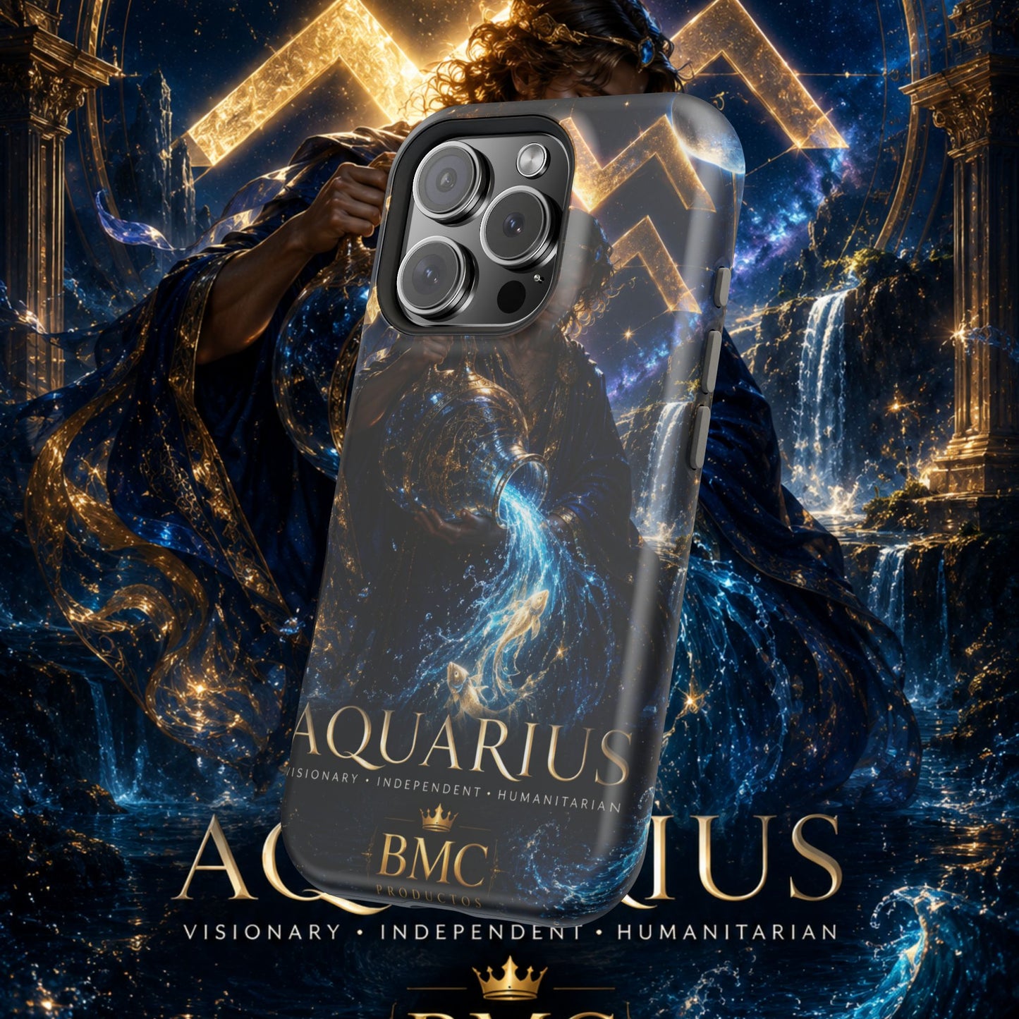 "Funda Magnética Reforzada♒ ACUARIO – El Visionario del Cielo y el Agua"