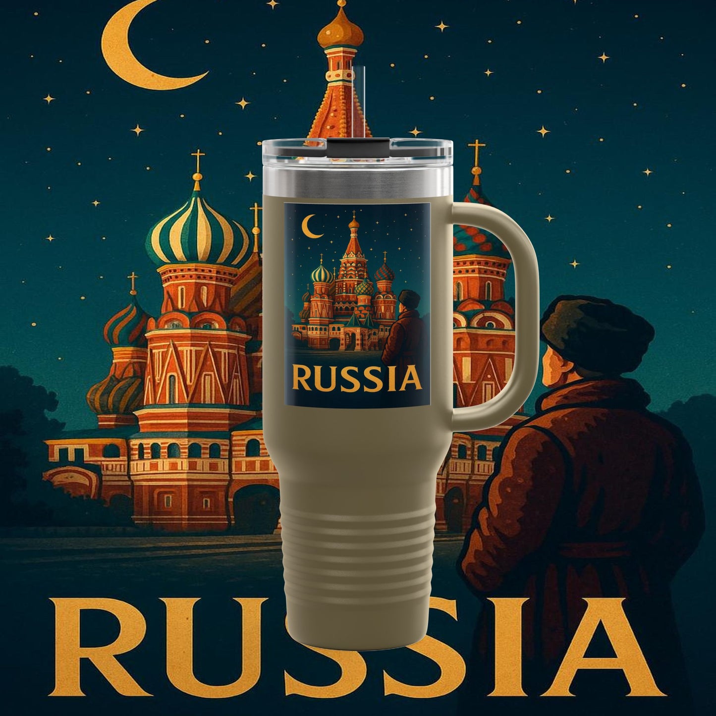 "Russia Insulated Travel Mug❄️ – Land of history, mystery, and grandeur"