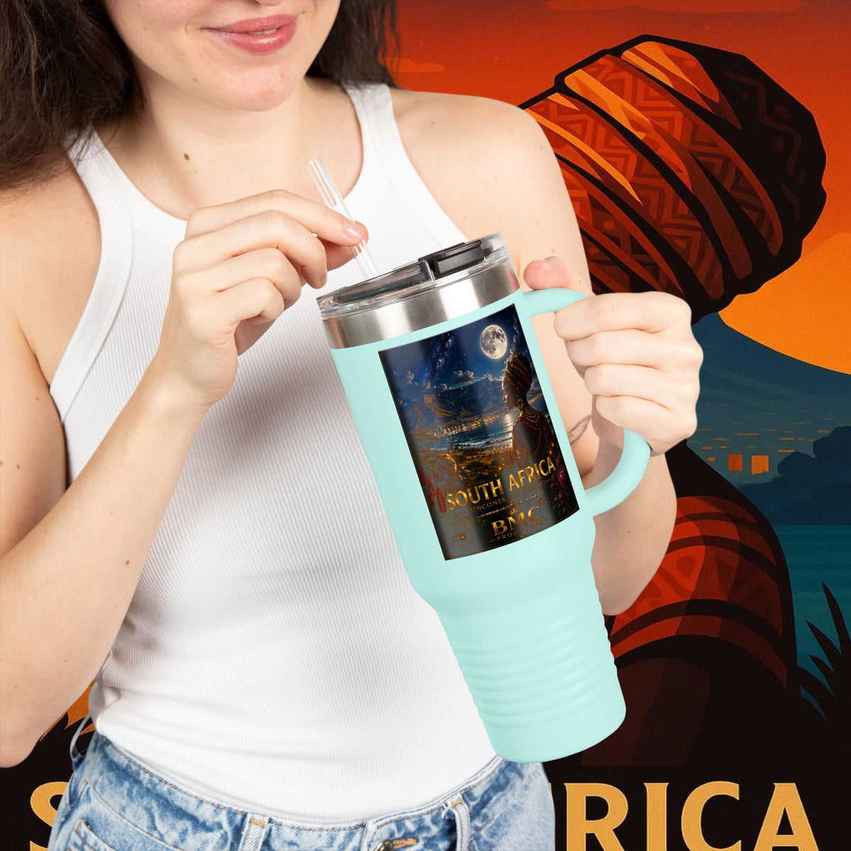 "taza de Viaje Aislada Sudáfrica 🌍 – Un mundo de aventuras y diversidad"