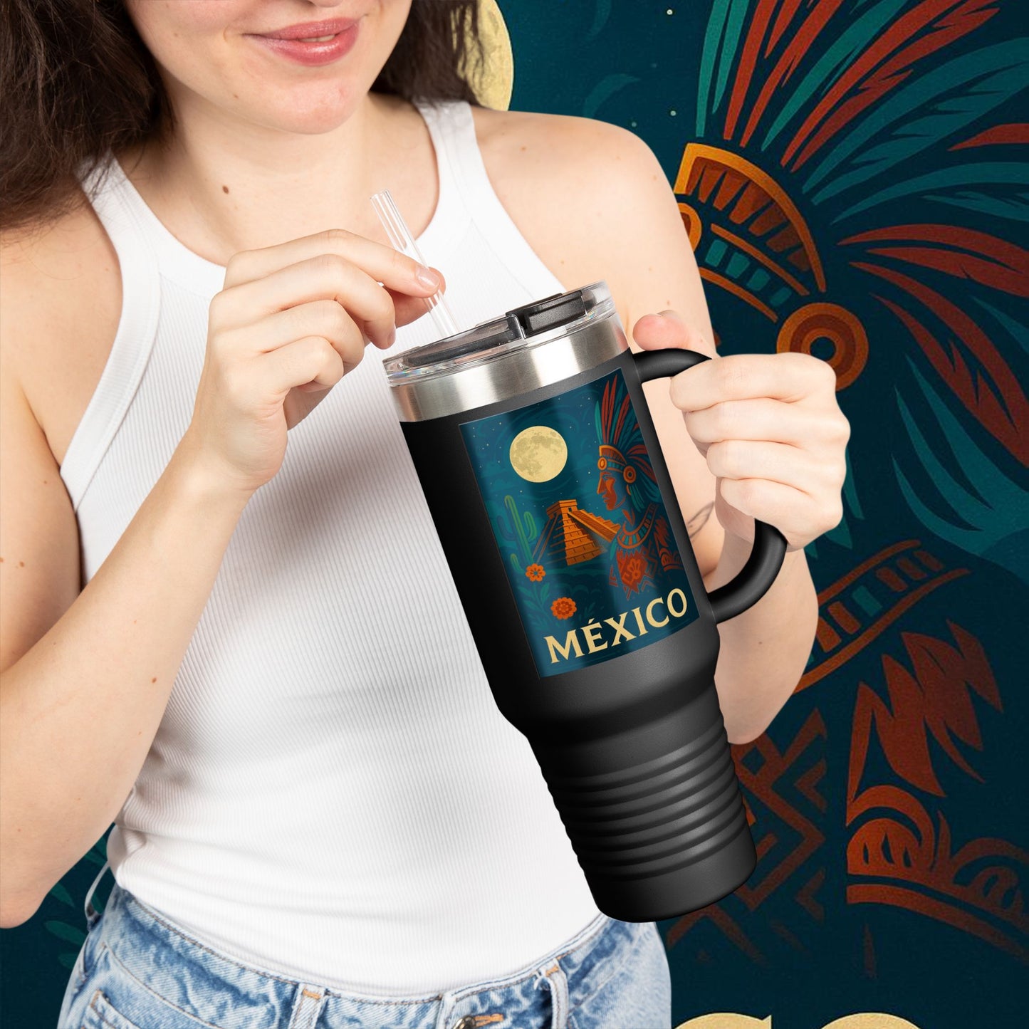 "taza de Viaje Aislada México: Tierra de Colores, Cultura y Corazón 🌵🎉🪅"
