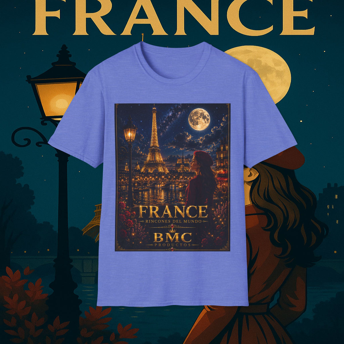 "Camiseta Francia: Romance bajo la Luna 🌙🗼✨"