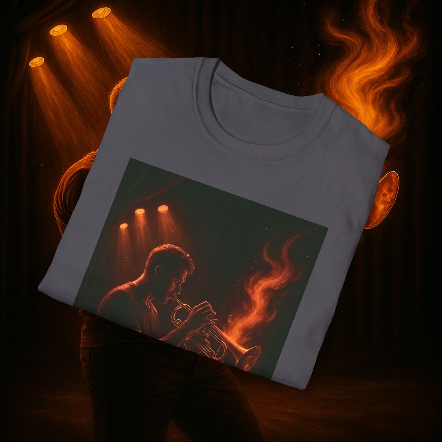 "Camiseta trompeta 🎺🔥Donde hay fuego, hay música.”