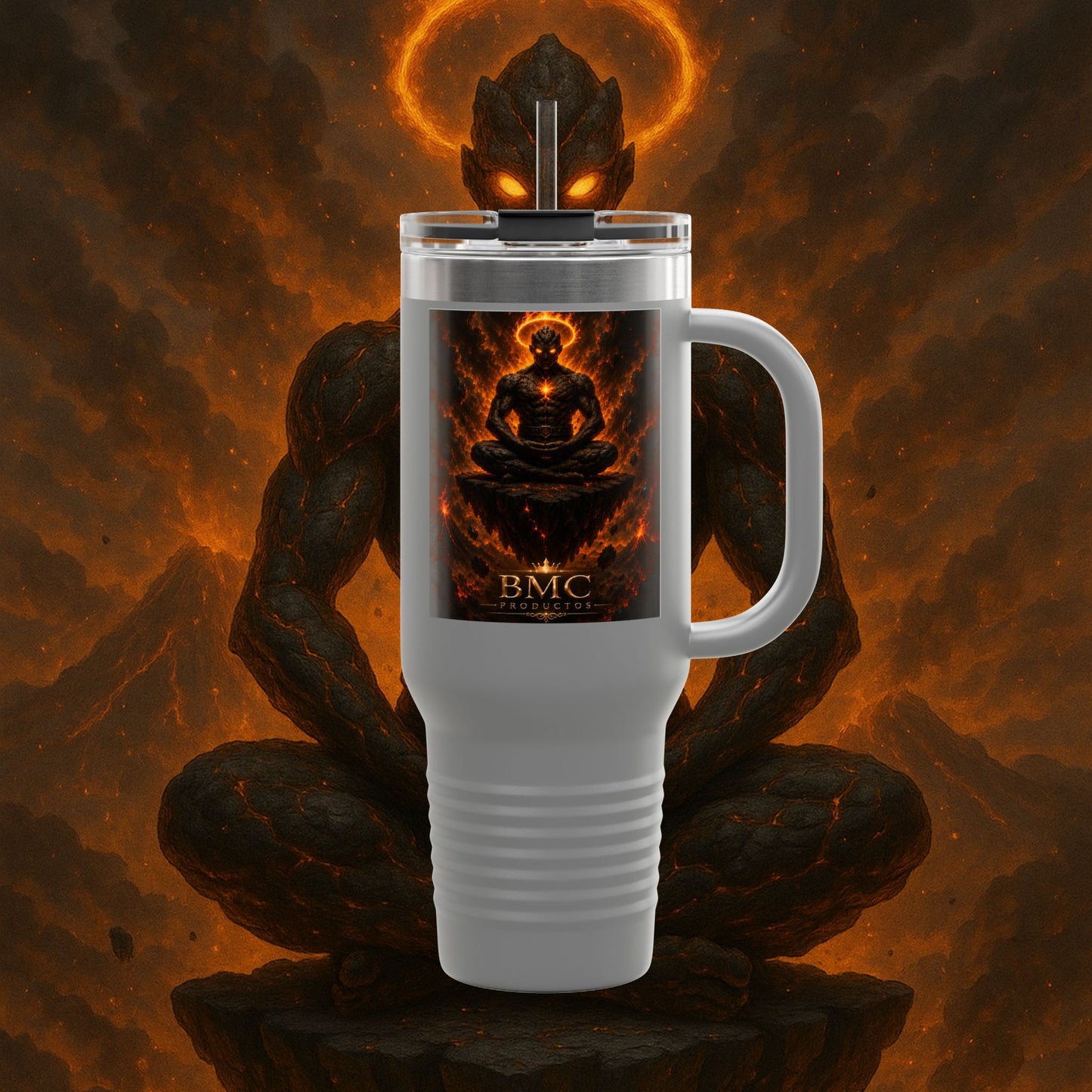 "Taza de viaje aislada Ignarh –🔥el Guardián del Silencio"