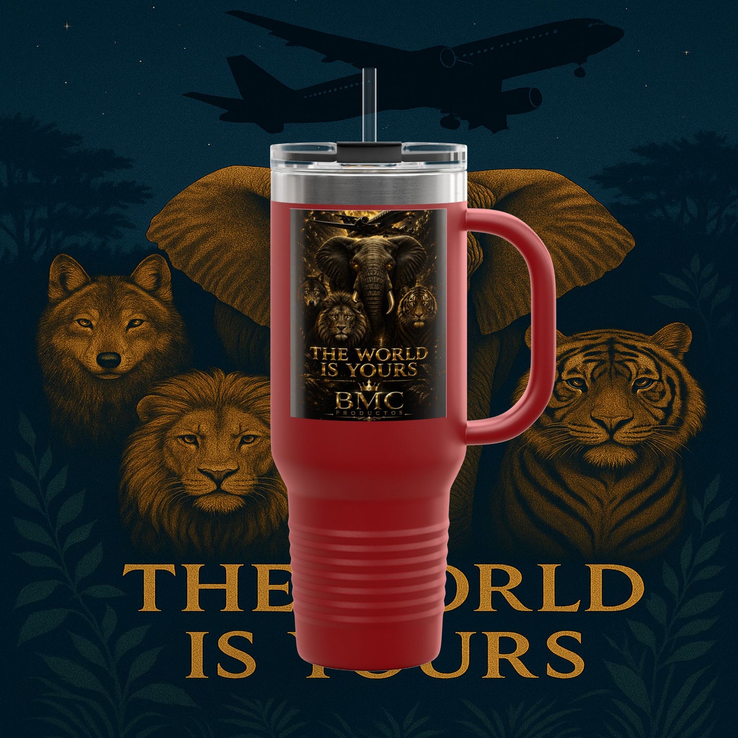 "Taza de viaje aislada El mundo es tuyo"🌍✨