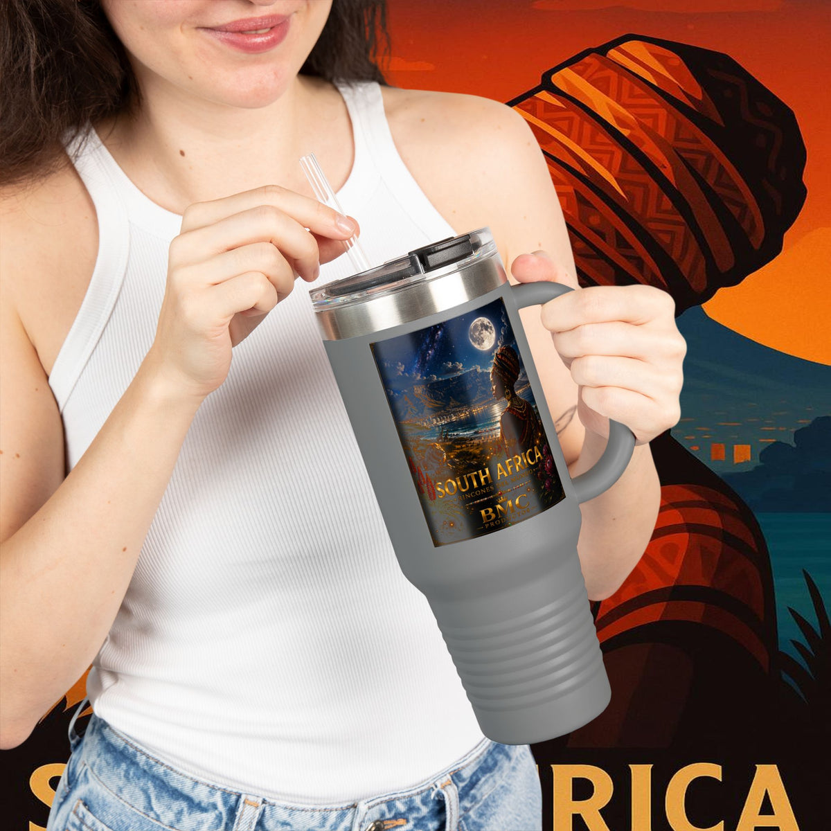 "taza de Viaje Aislada Sudáfrica 🌍 – Un mundo de aventuras y diversidad"