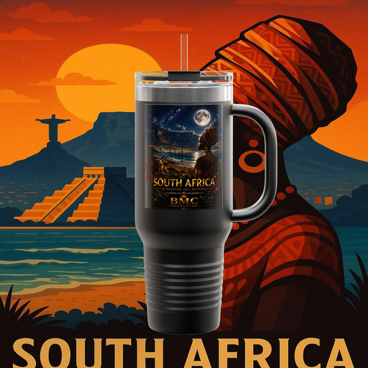 "taza de Viaje Aislada Sudáfrica 🌍 – Un mundo de aventuras y diversidad"