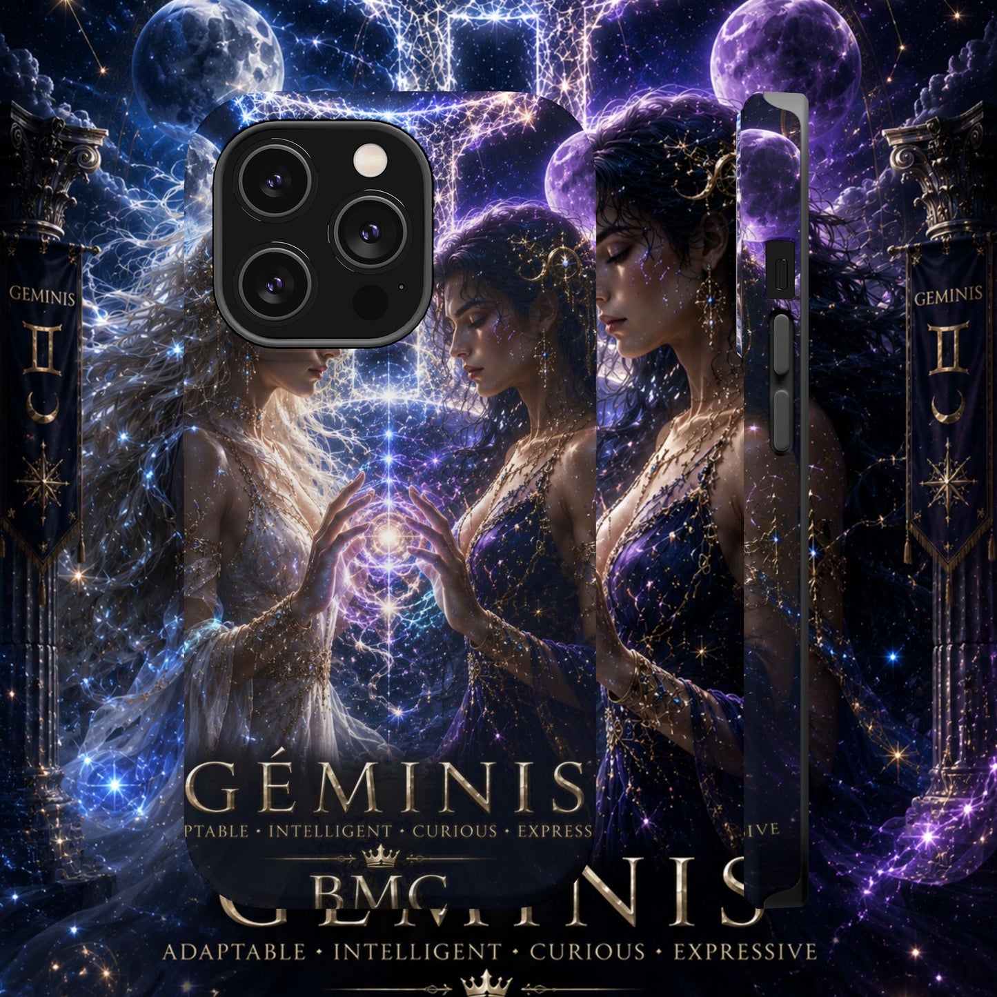 "Funda Magnética Reforzada♊ Géminis M— Reflejo del alma dividida"