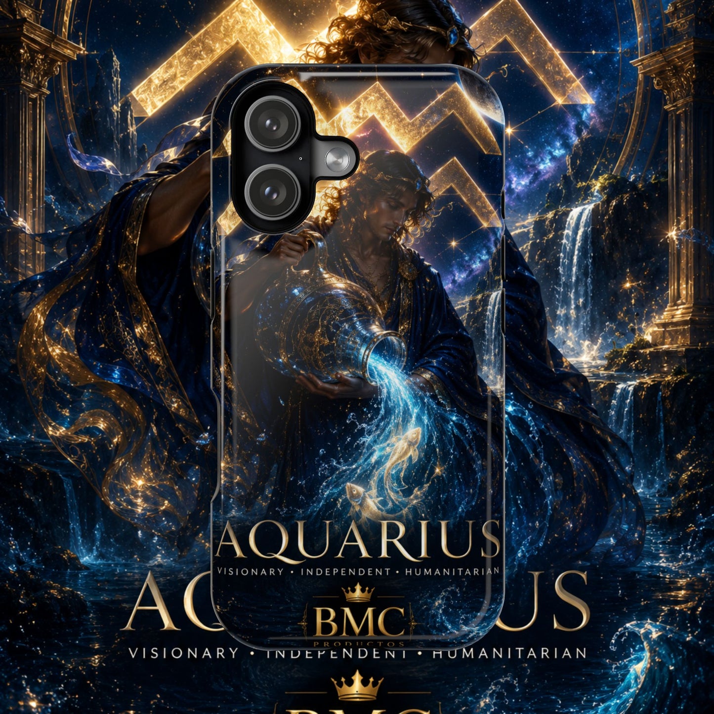 "Funda Magnética Reforzada♒ ACUARIO – El Visionario del Cielo y el Agua"