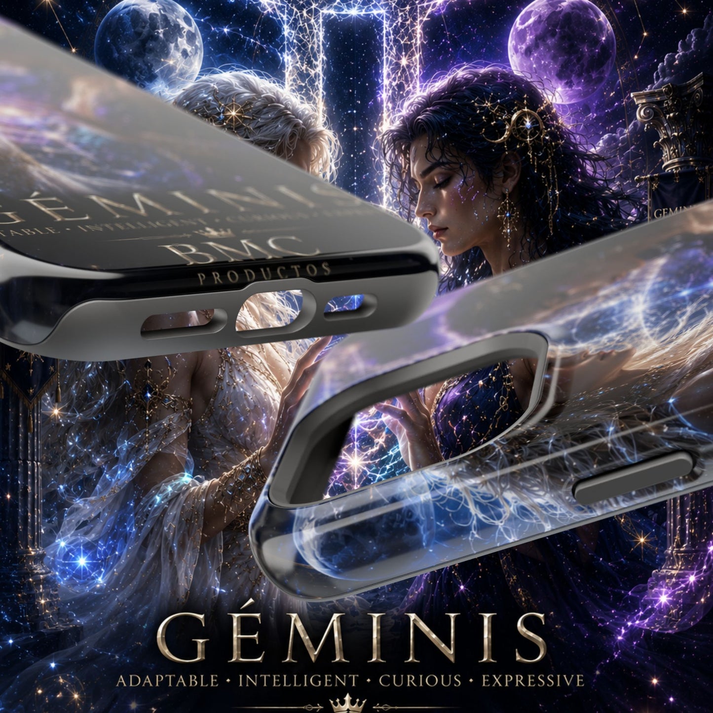 "Funda Magnética Reforzada♊ Géminis M— Reflejo del alma dividida"