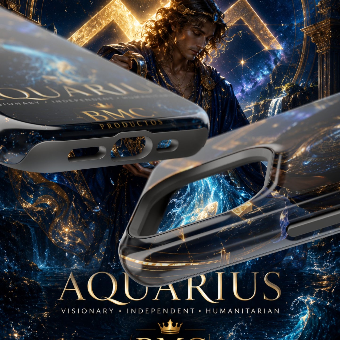 "Funda Magnética Reforzada♒ ACUARIO – El Visionario del Cielo y el Agua"