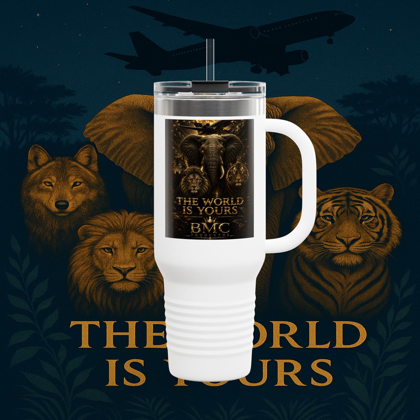 "Taza de viaje aislada El mundo es tuyo"🌍✨