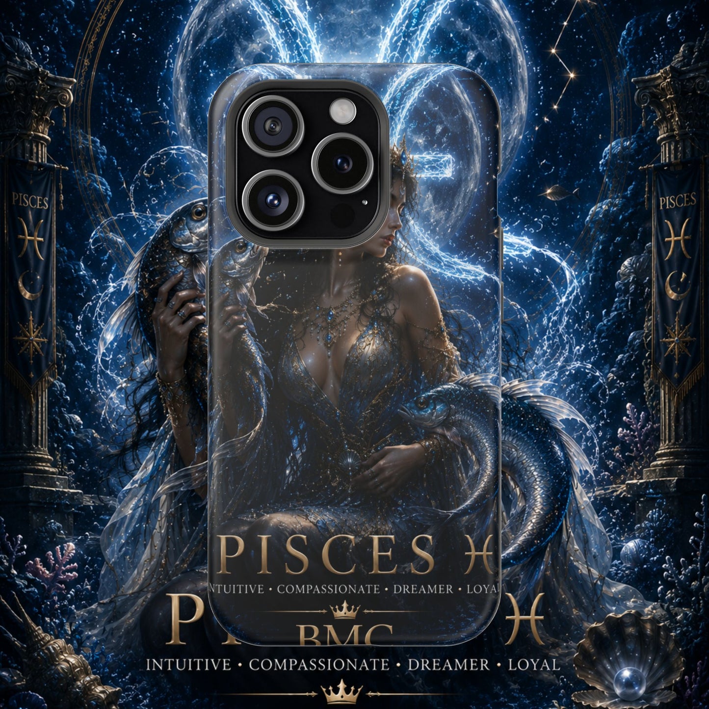 "Funda Magnética Reforzada Piscis M— La Guardiana de las Profundidades"