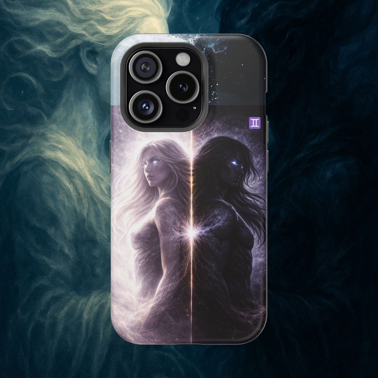 "Funda Magnética Reforzada♊ Géminis — Reflejo del alma dividida"