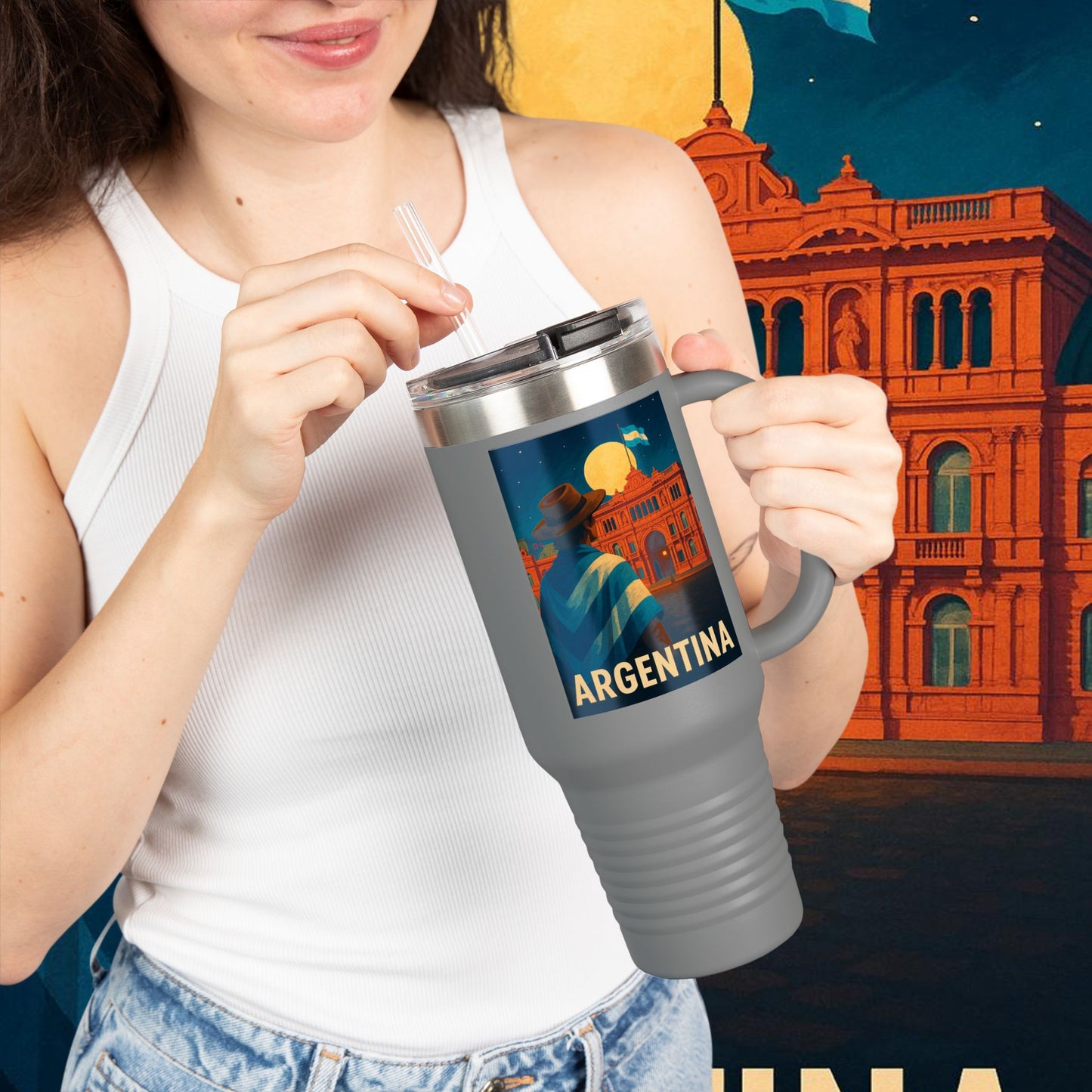 "Argentina Insulated Travel Mug: Passion, Tradition, and Land of Dreams🔥🏞️"