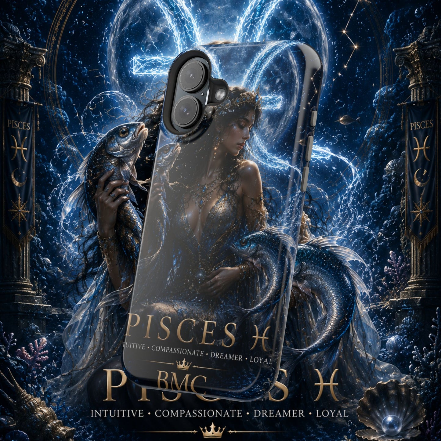 "Funda Magnética Reforzada Piscis M— La Guardiana de las Profundidades"