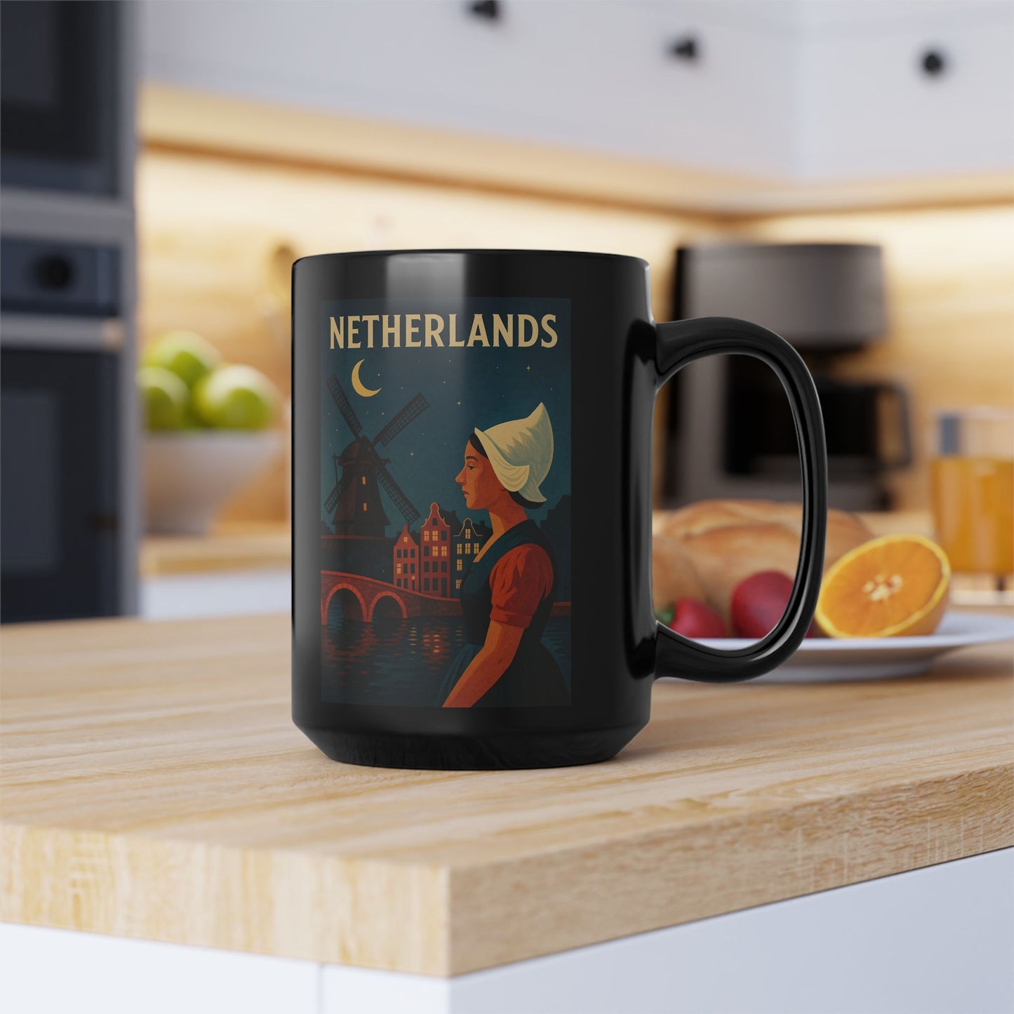 "Netherlands Mug✨ – Land of tulips, windmills, and magical canals"