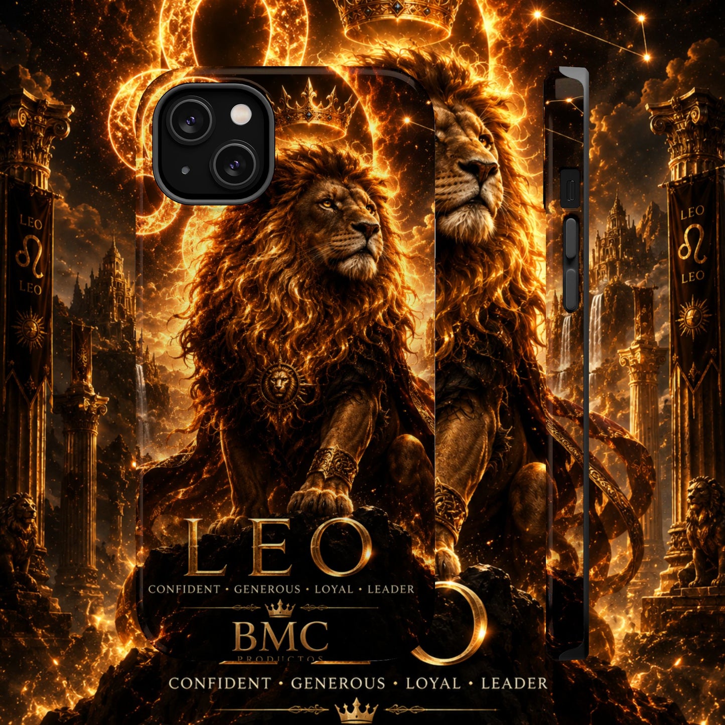 "Funda Magnética Reforzada ♌ Leo — Soberano del fuego eterno"