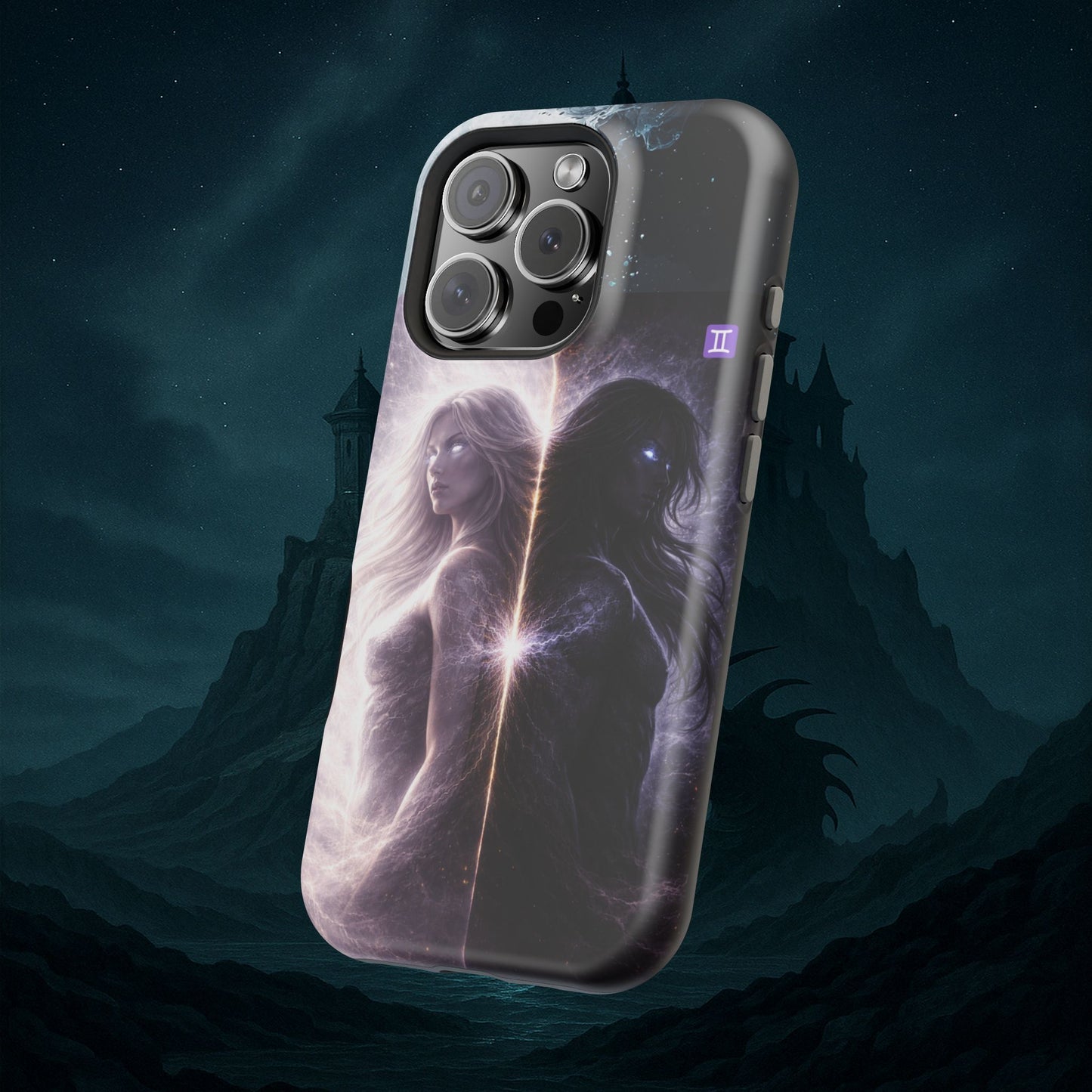 "Funda Magnética Reforzada♊ Géminis — Reflejo del alma dividida"